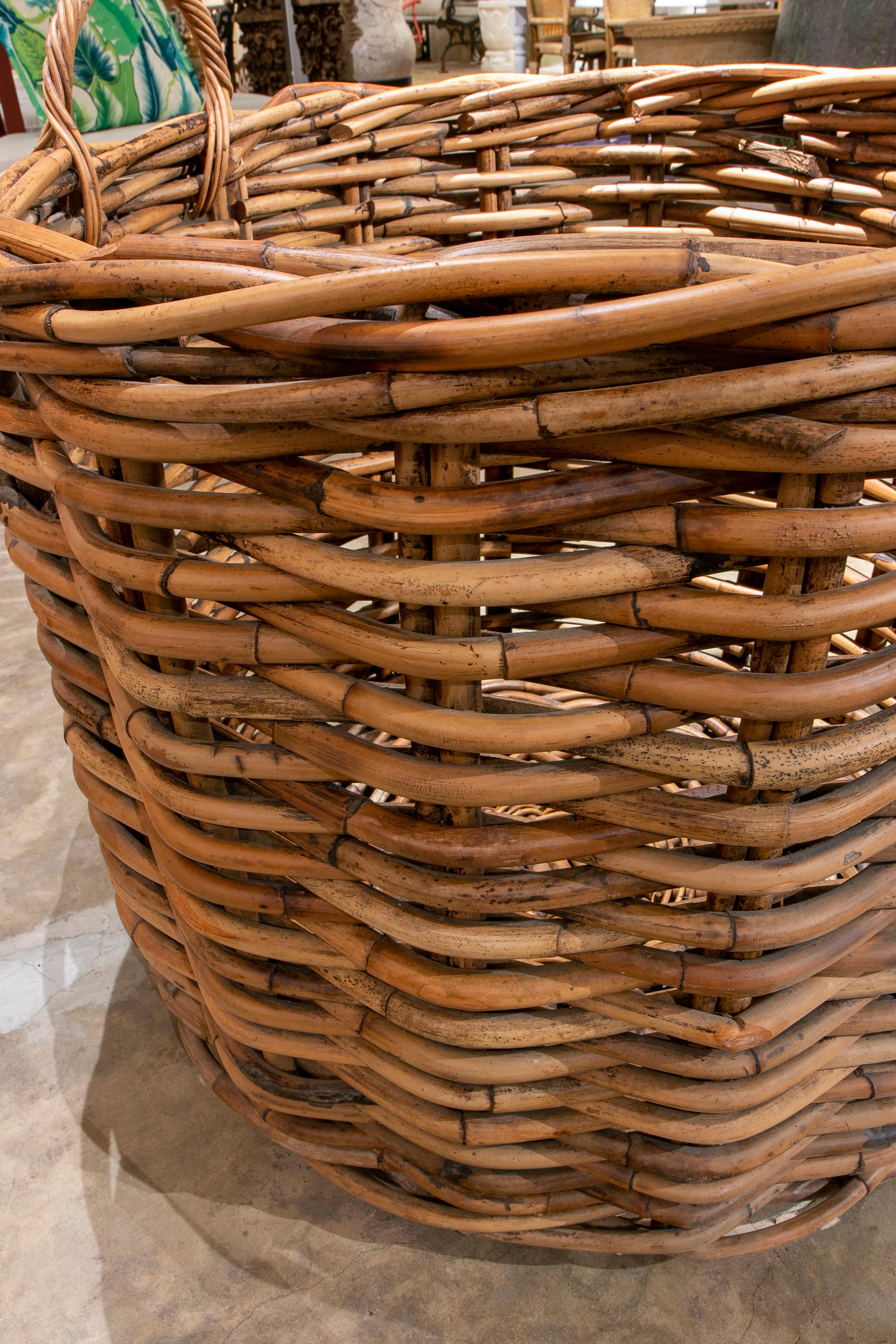 Handmade Large Bamboo Basket with Handles for Plants or Storage 5
