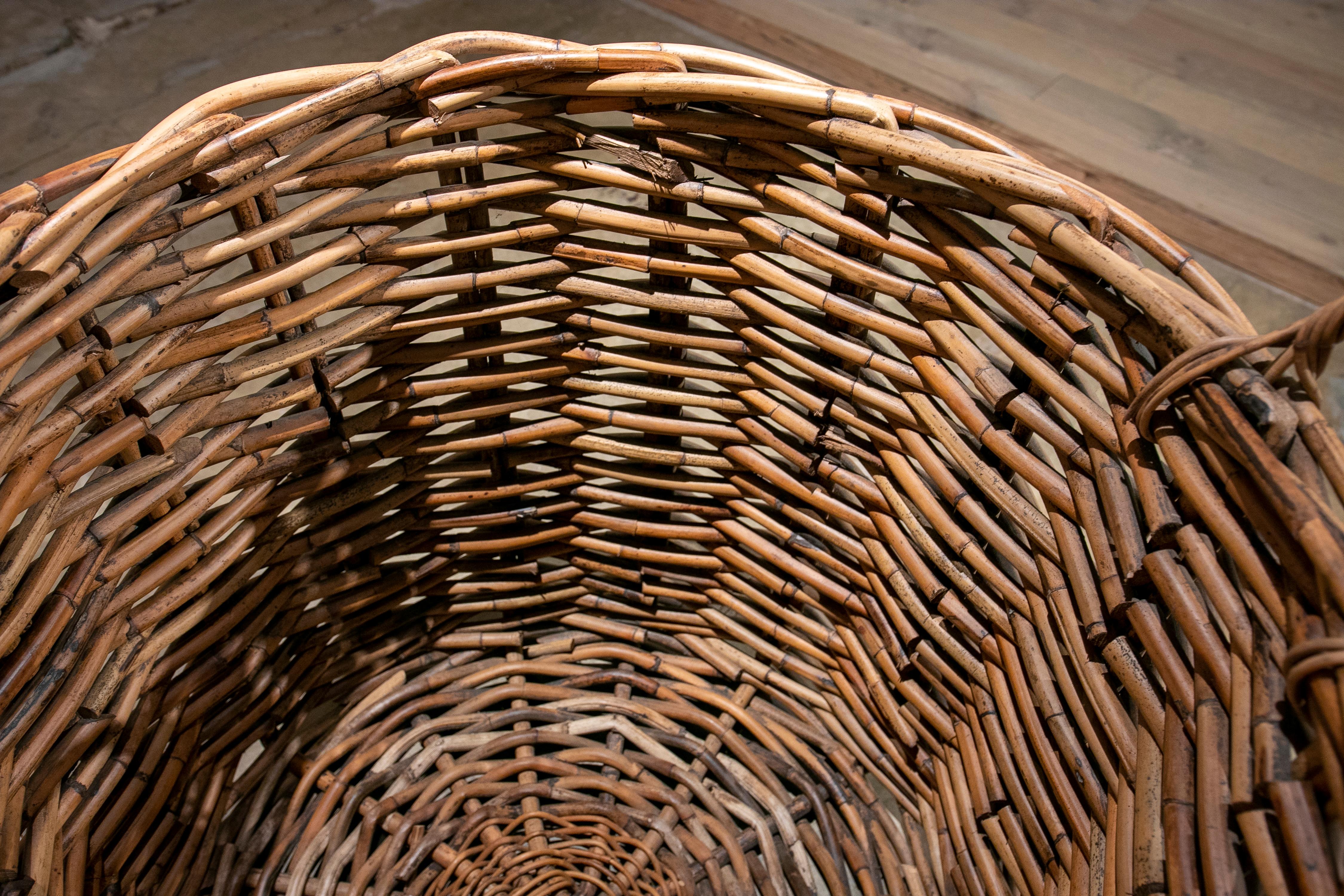 Handmade Large Bamboo Basket with Handles for Plants or Storage 1