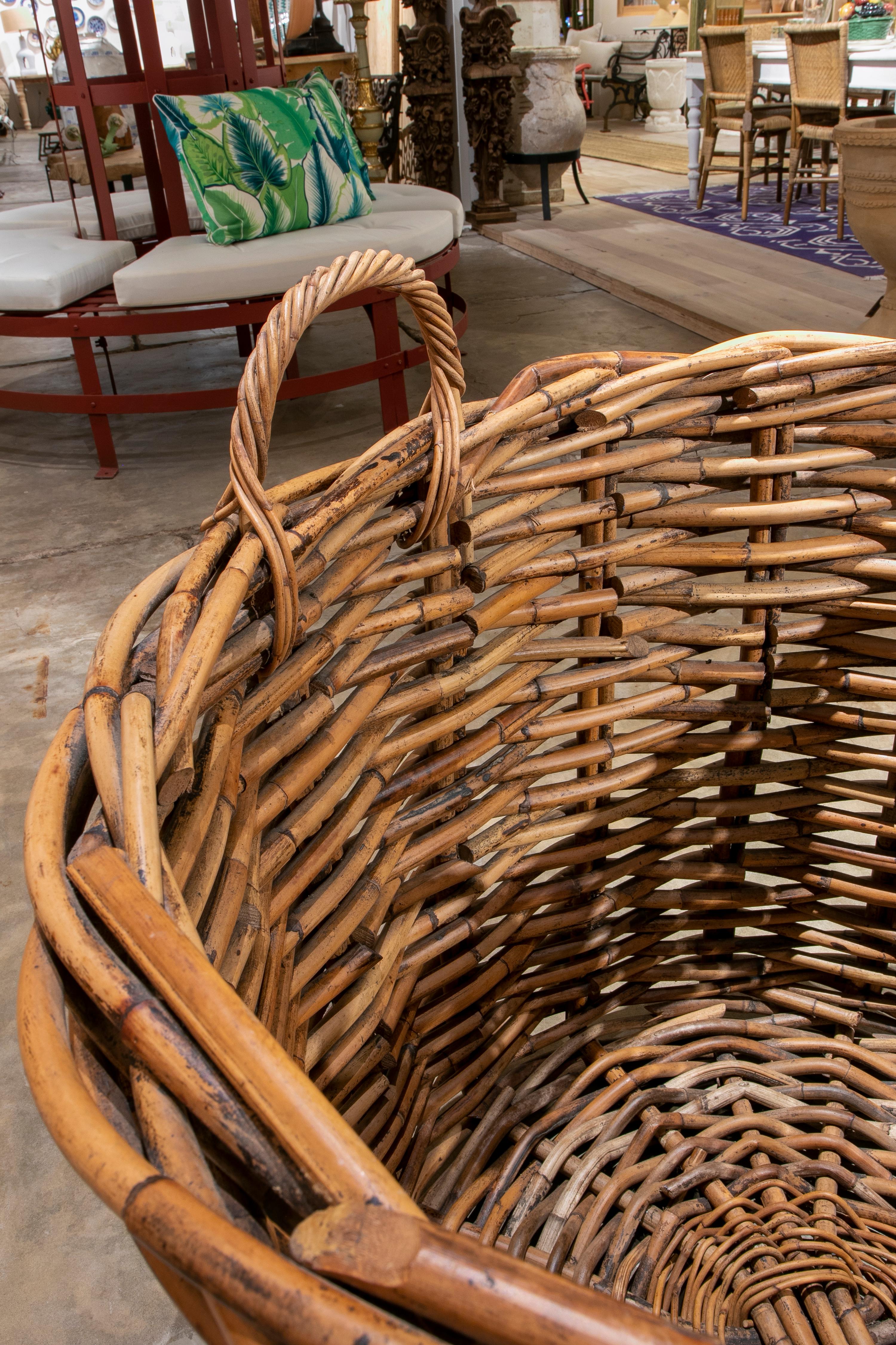 Handmade Large Bamboo Basket with Handles for Plants or Storage 2