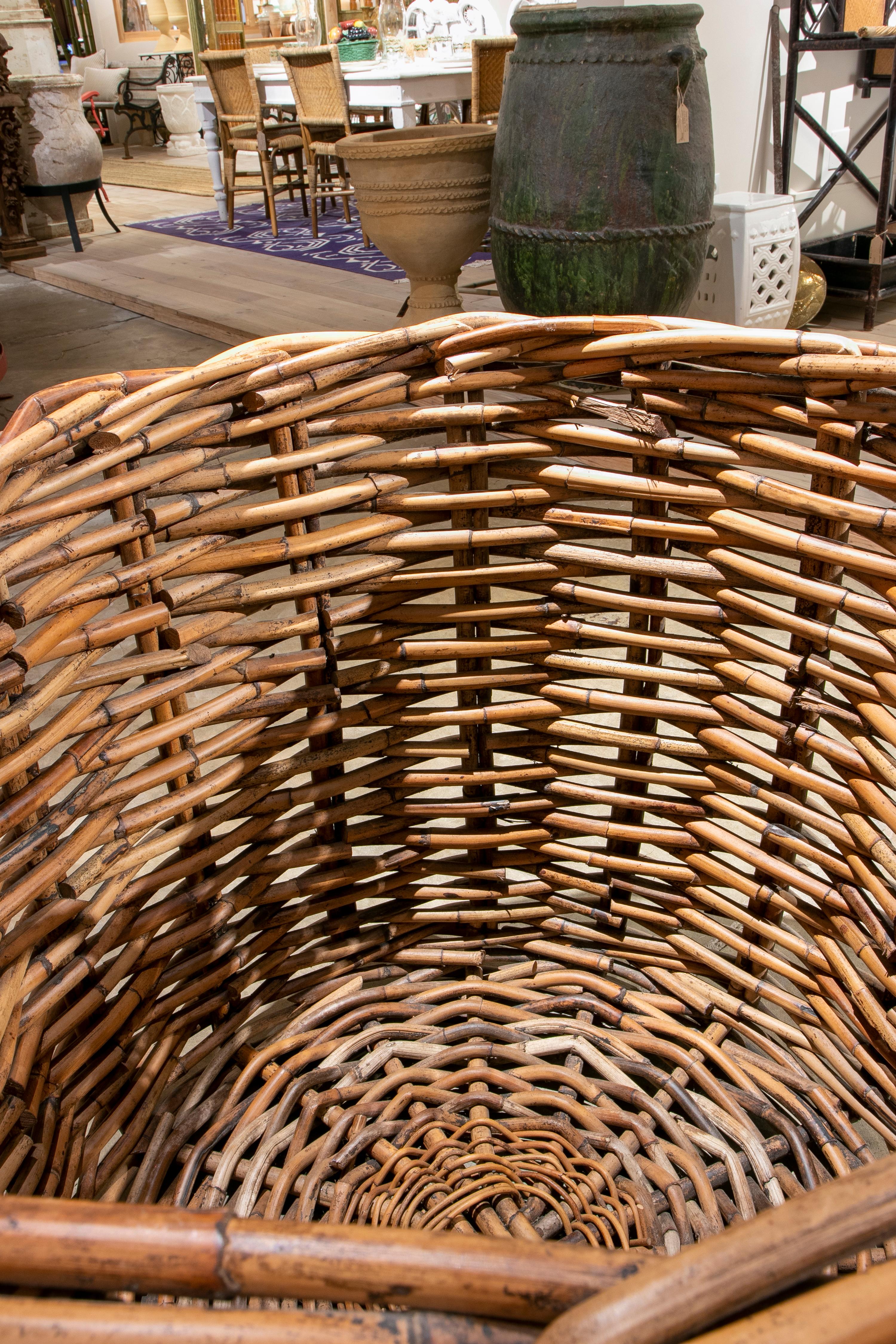 Handmade Large Bamboo Basket with Handles for Plants or Storage 3