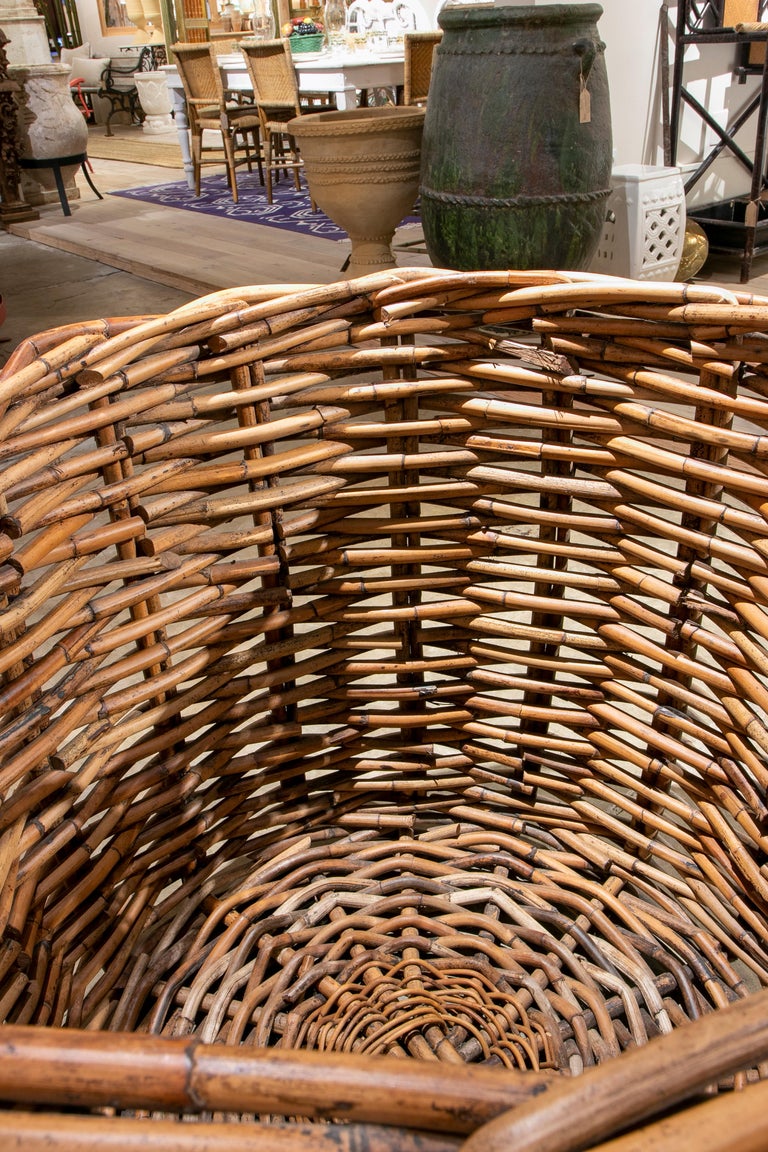 Handmade Large Bamboo Basket with Handles for Plants or Storage For