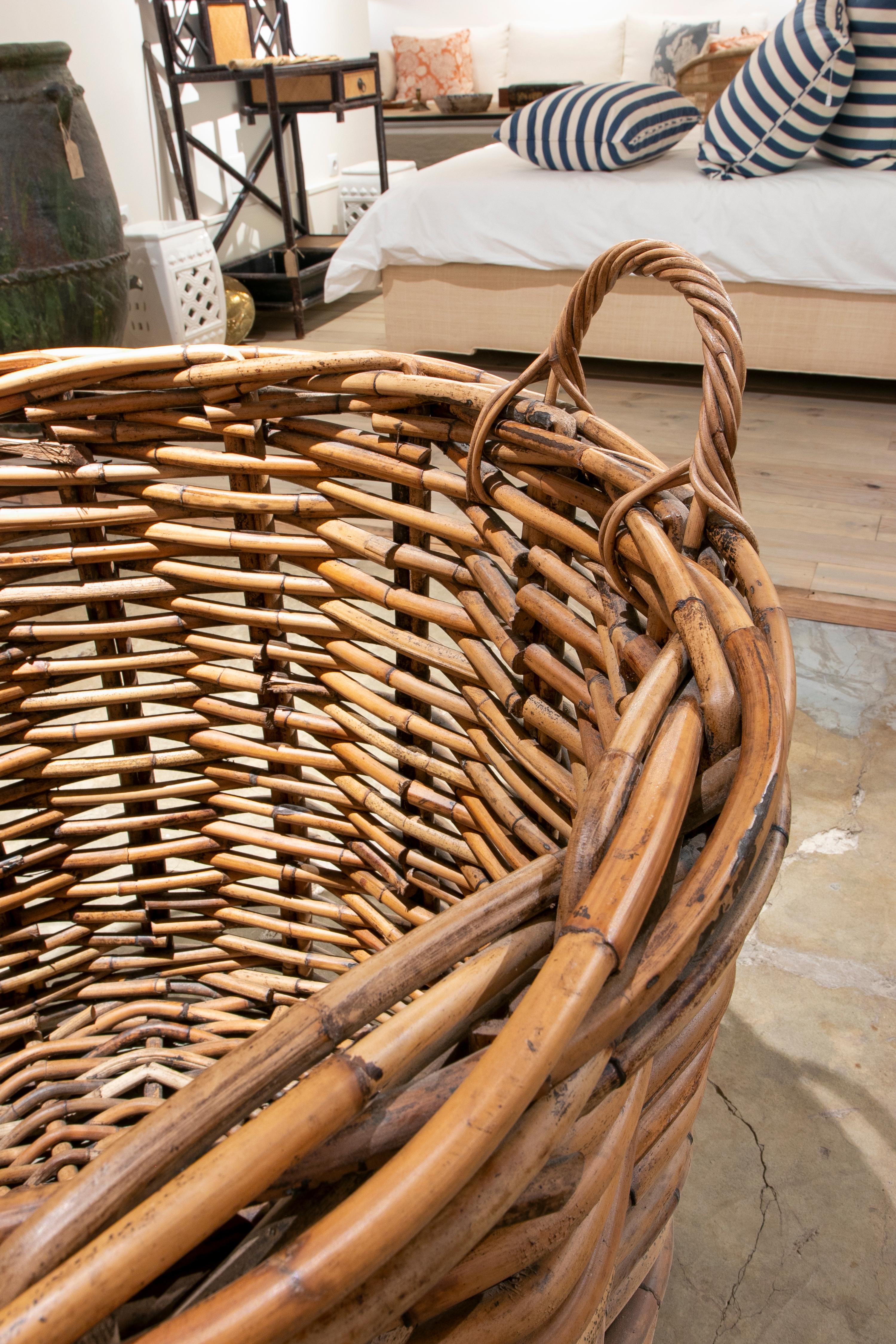 Handmade Large Bamboo Basket with Handles for Plants or Storage 4