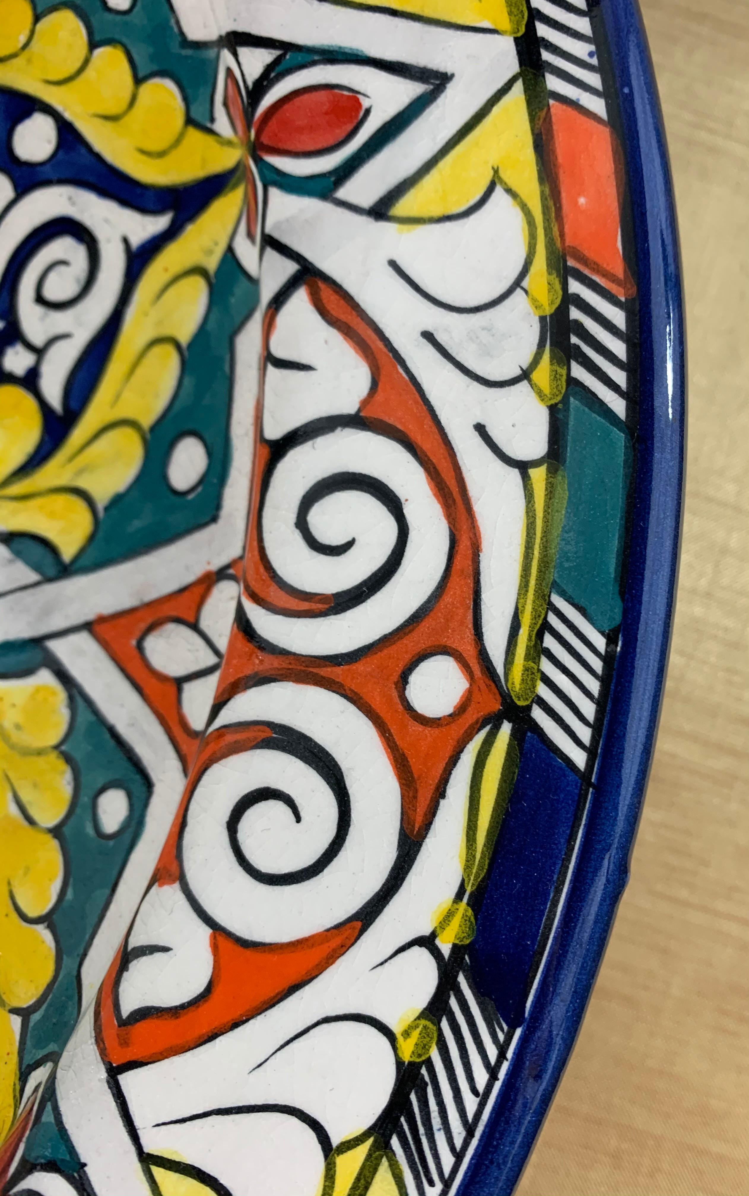 Moorish Handmade Large Ceramic Serving Decorative, Center Table Plate, Set of 2 For Sale