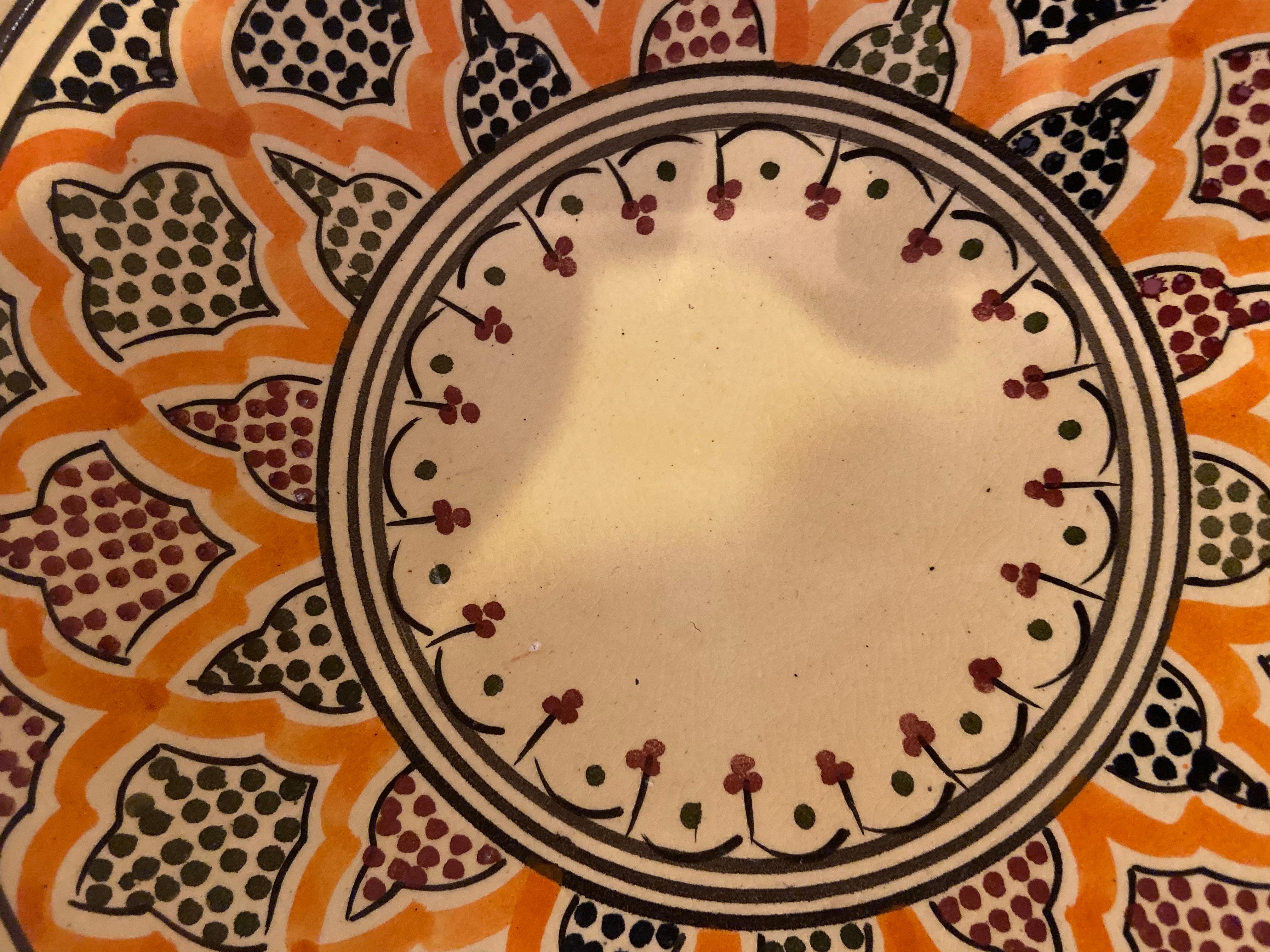 Platos grandes de cerámica hechos a mano, decorativos, para centro de mesa, set de 4 Marroquí en venta
