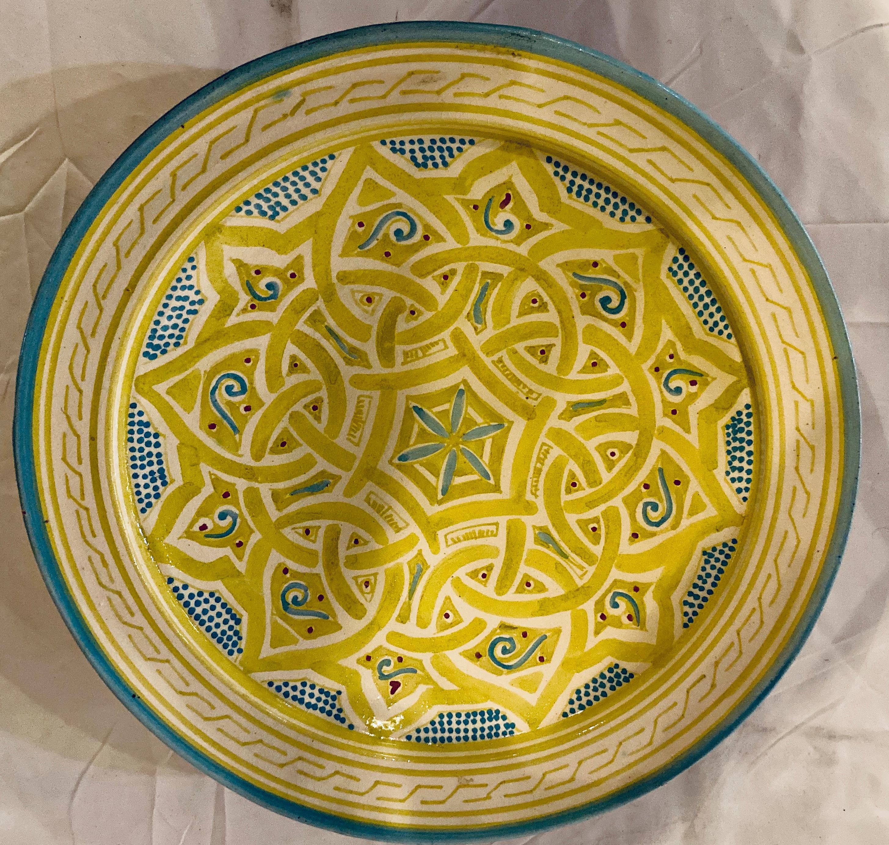 Moorish Handmade Large Ceramic Serving Decorative, Center Table Plates, Set of 4 For Sale