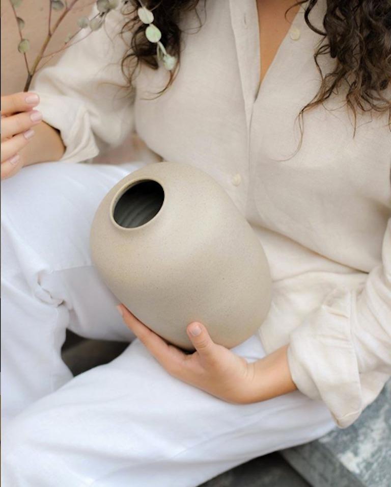 Handmade Small Ceramic Vase in Black, in Stock 6