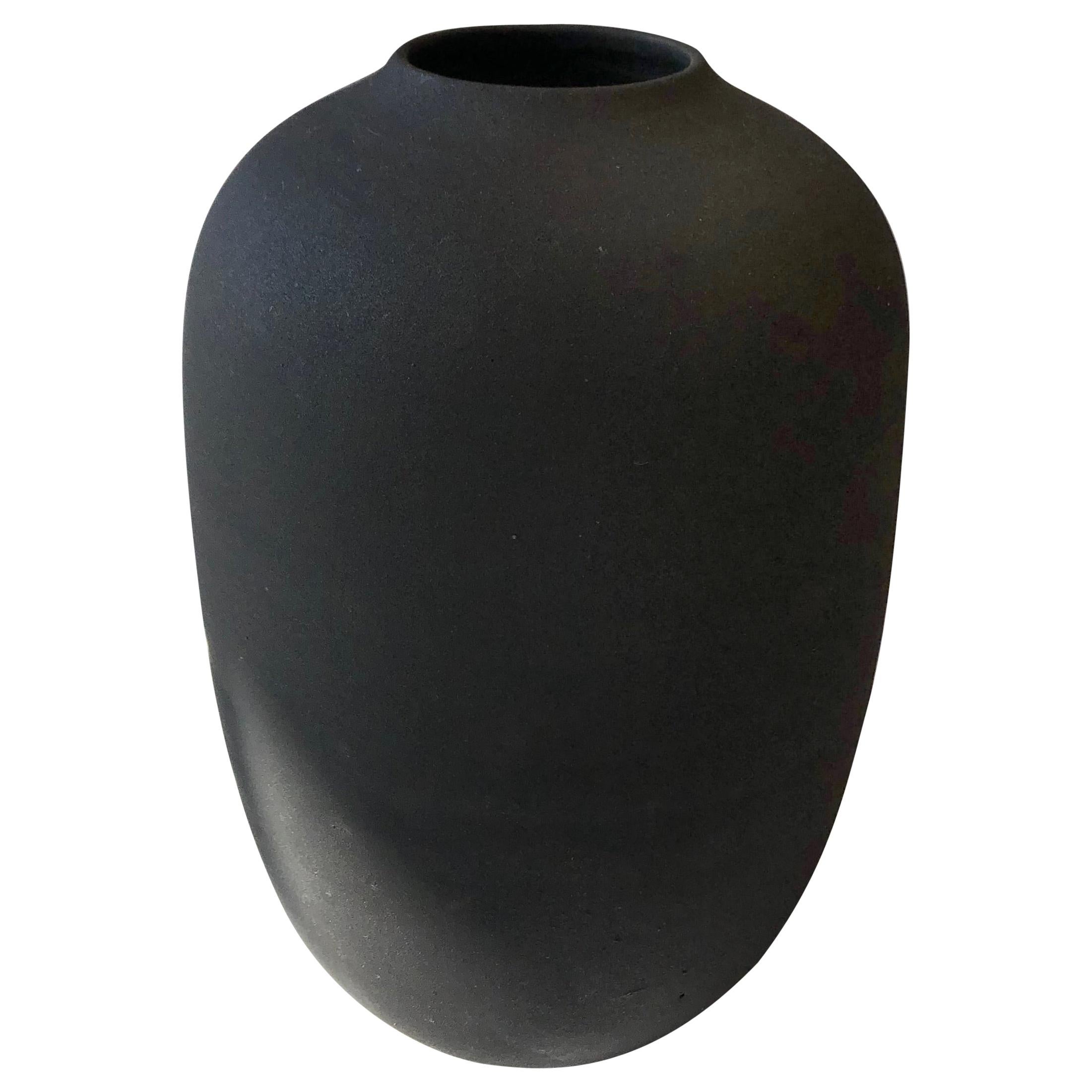 Handmade Small Ceramic Vase in Black, in Stock