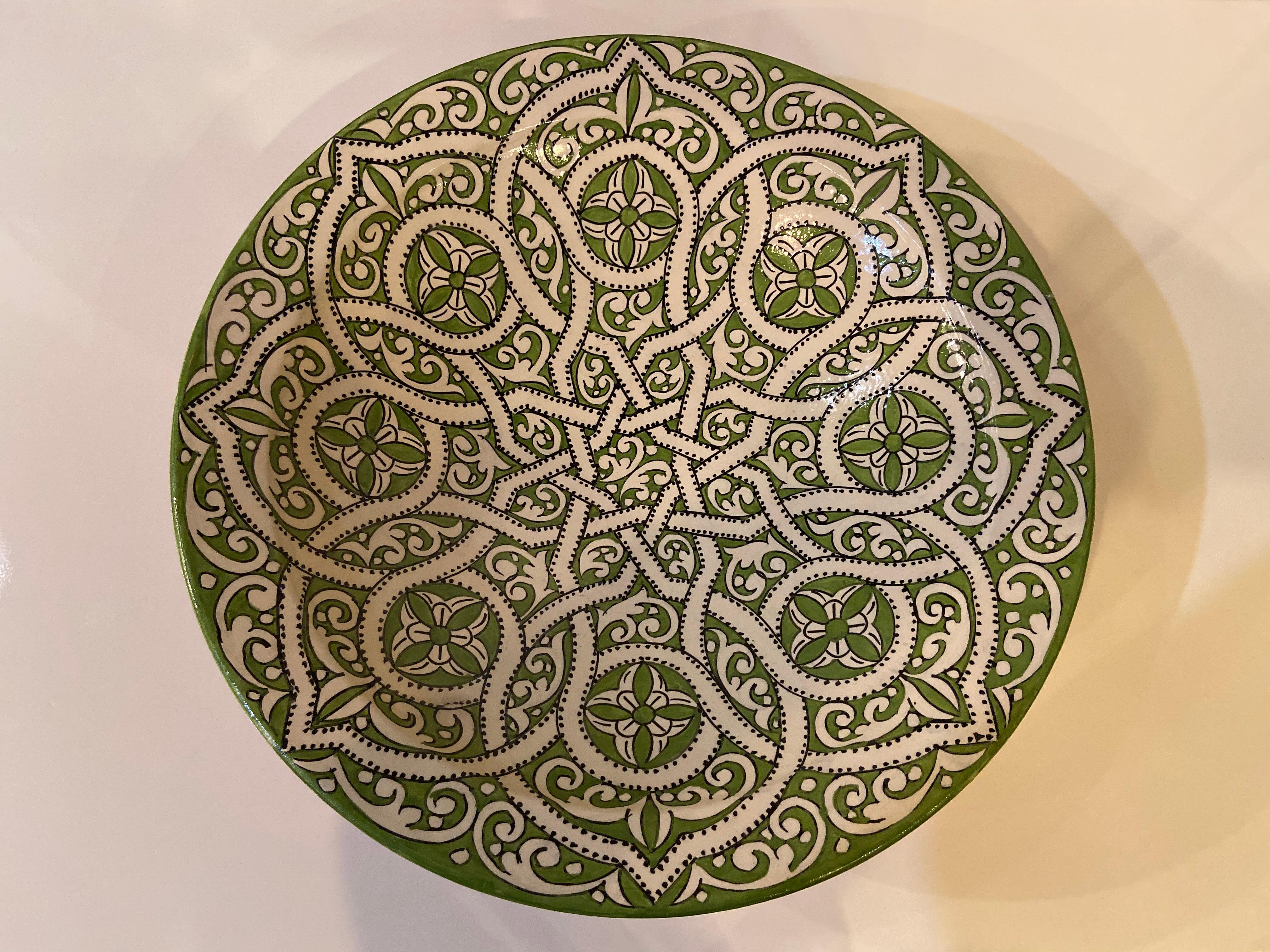 Contemporary Handmade Large Colorful Ceramic Serving Decorative, Center Table Plates For Sale