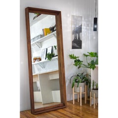 Handmade Large Format Floor Standing Walnut Mirror
