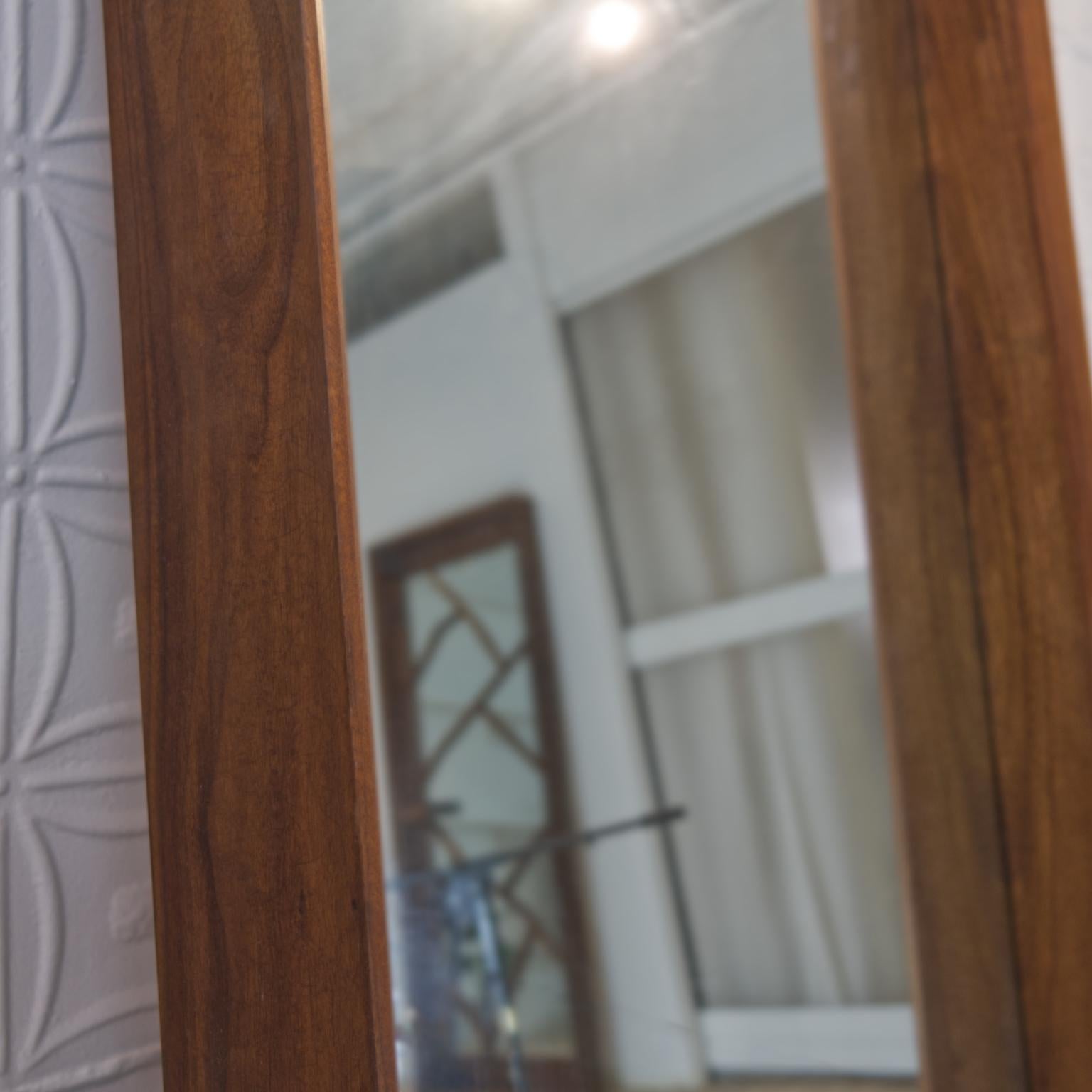 Mid-Century Modern Handmade Large Format Floor Standing Walnut Mirror
