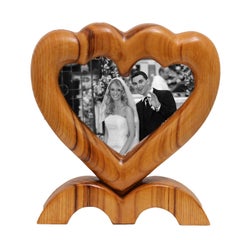 Italian Photo Frame Handmade Wood, Double Heart