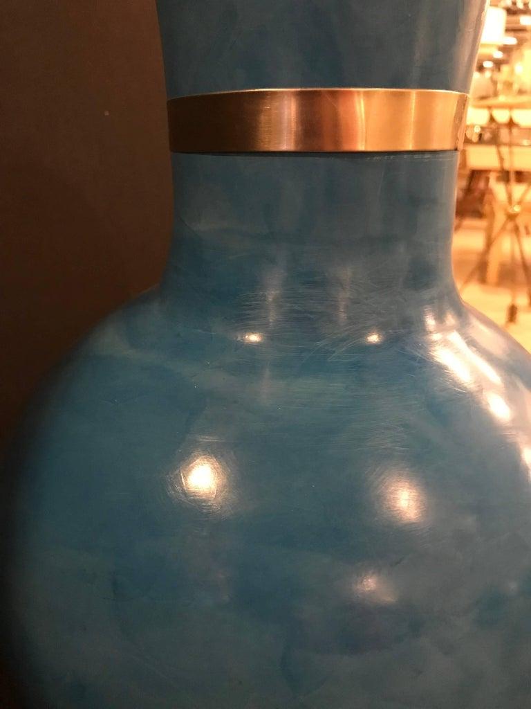 Late 20th Century Handmade Large Moroccan Ceramic Blue Vase