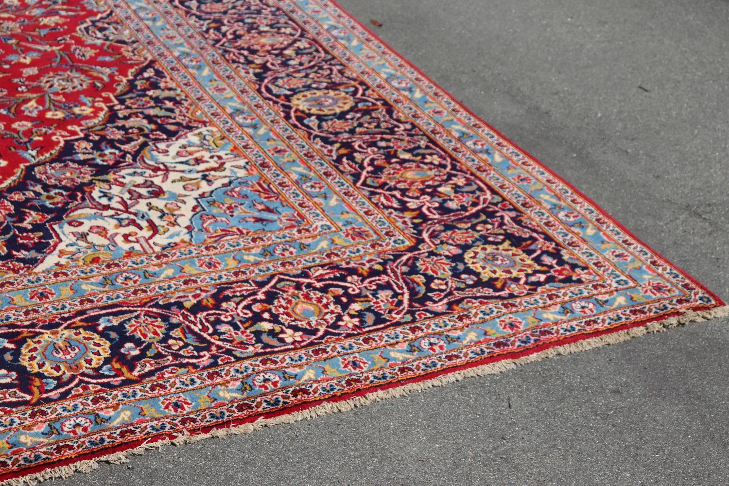 Handgefertigter großer persischer Kashan-Teppich, 1980er Jahre,357 cm 140, 56 in485 cm 190, 95 in im Angebot 2