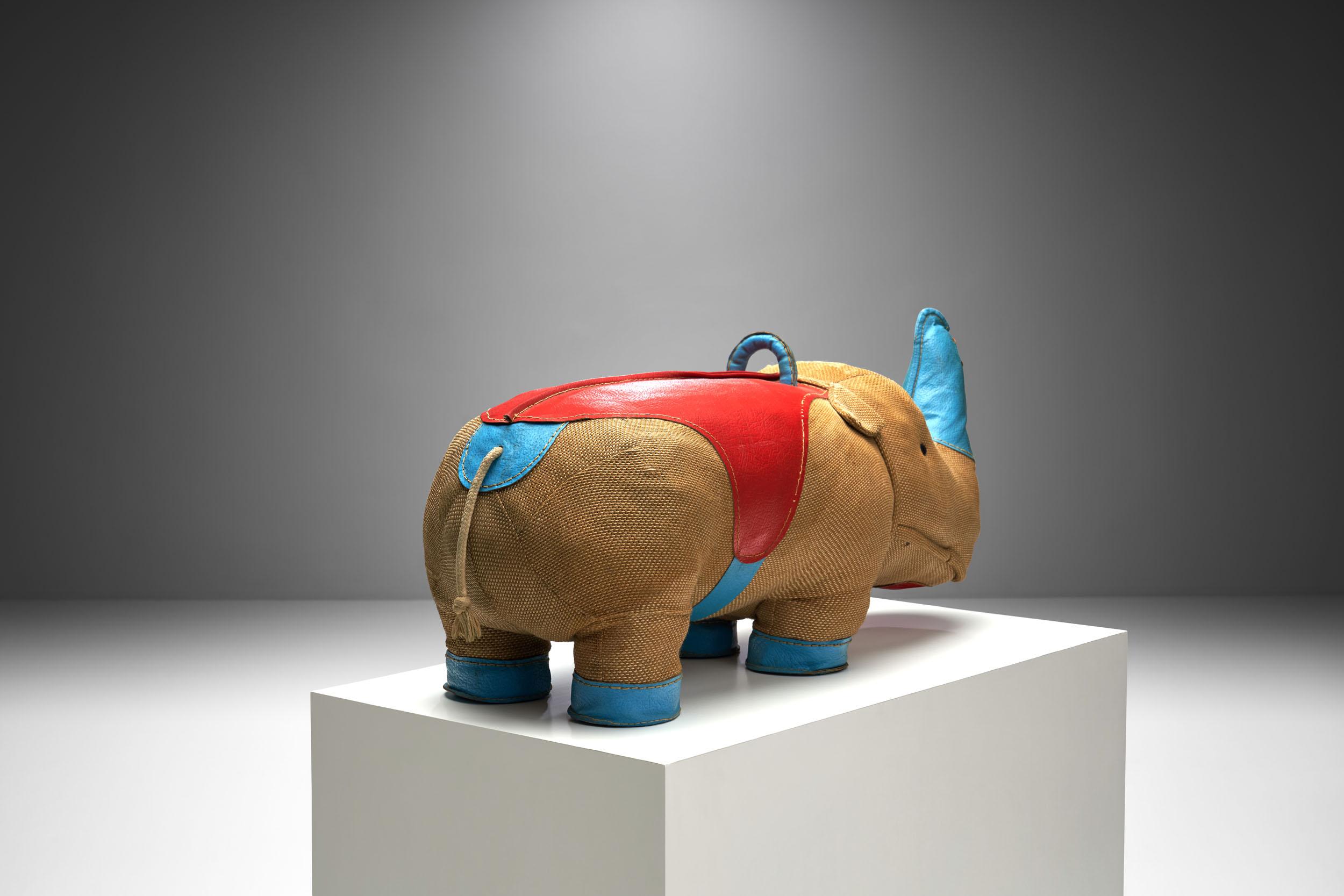 Handmade Large Rhinoceros Toy by Renate Müller for, Germany, 1968 In Good Condition In Utrecht, NL