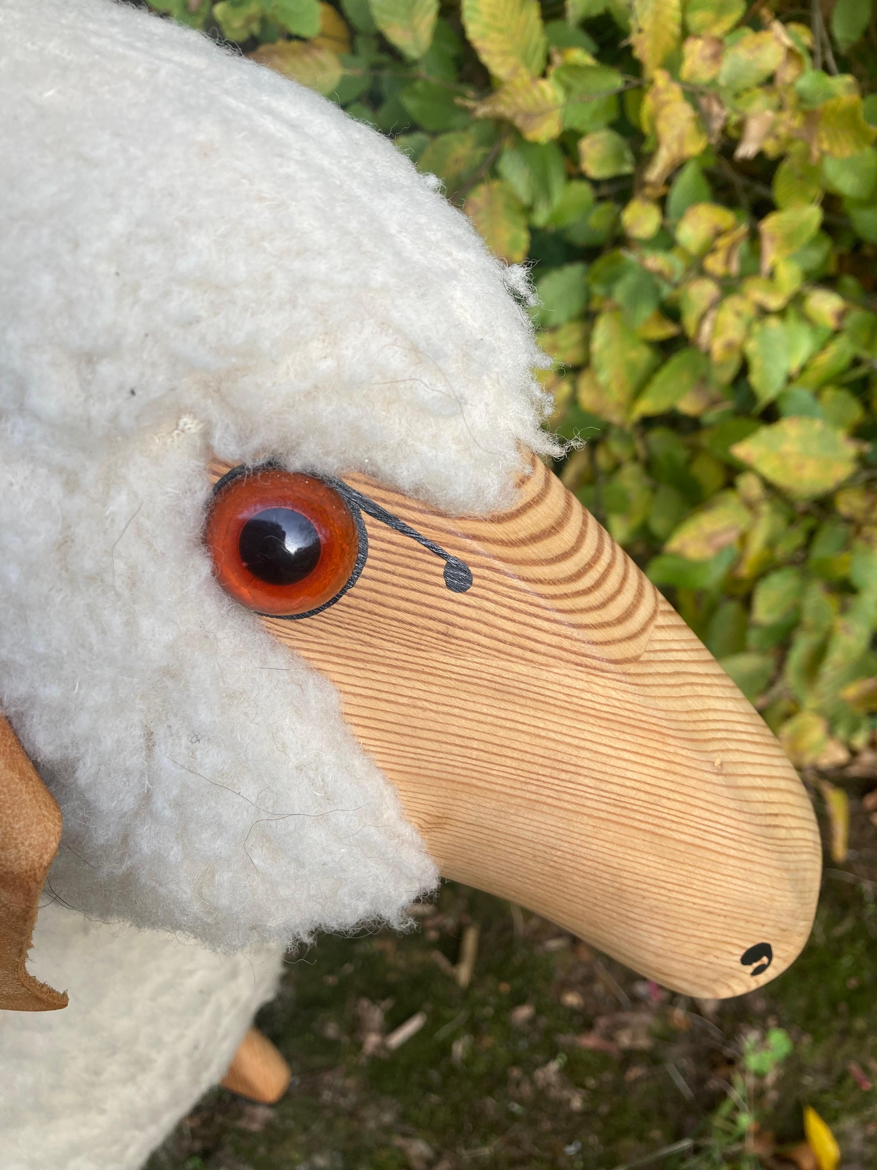 Late 20th Century Handmade large white wooly sheep by Hans-Peter Krafft. 1970s. Made in Germany. For Sale