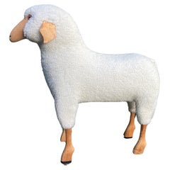 Handmade large white wooly sheep by Hans-Peter Krafft. 1970s. Made in Germany.