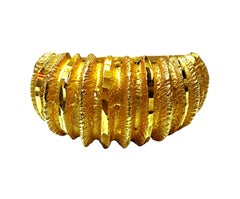 HandMade Laser Textured 14k Yellow Gold Modernist Brutalist Ring