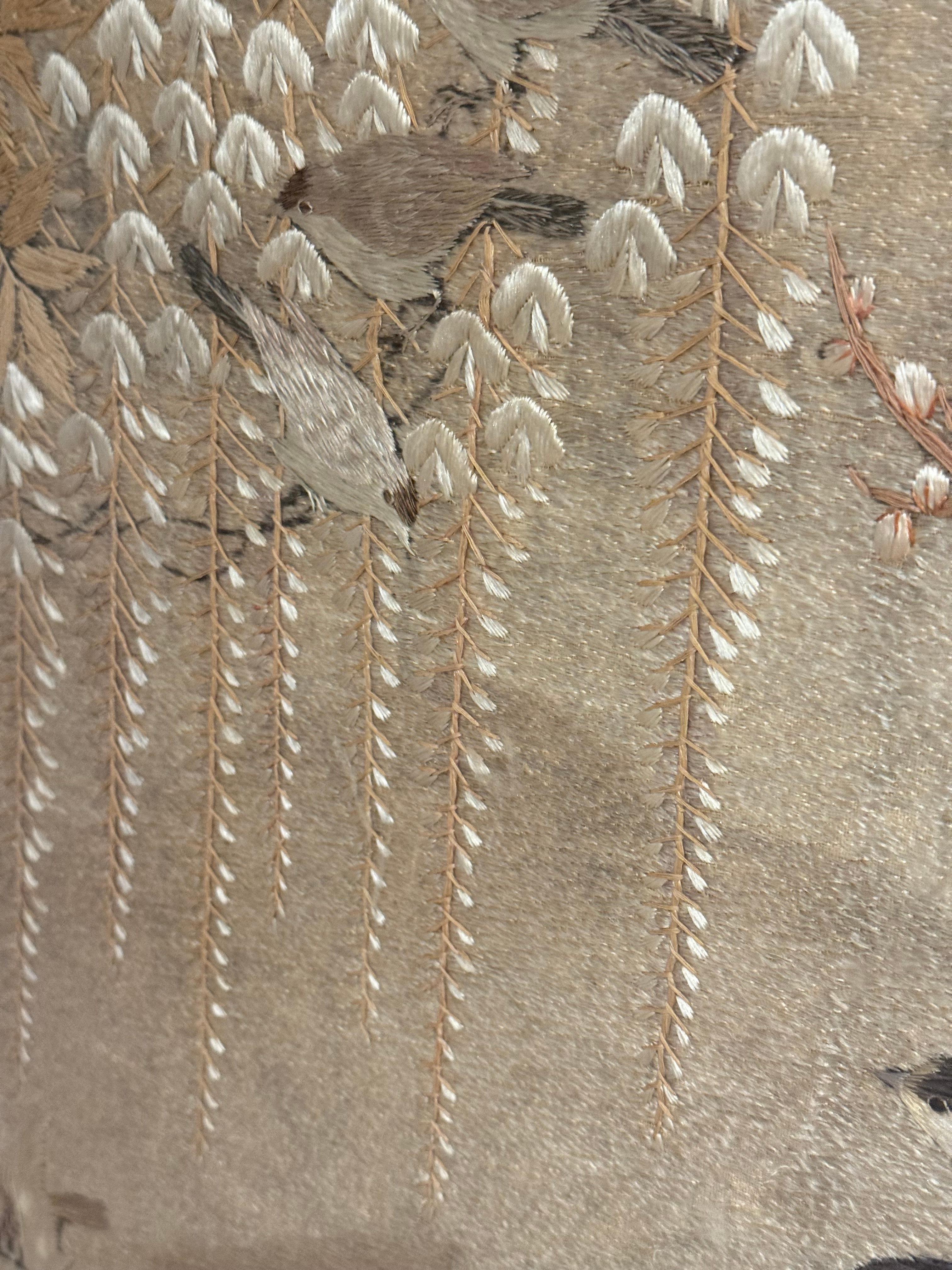 19th Century Handmade Late 19th Impressive Early Japanese Woven Tapestry For Sale