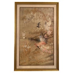 Handgefertigt Ende 19. Beeindruckende frühe japanische gewebte Tapisserie