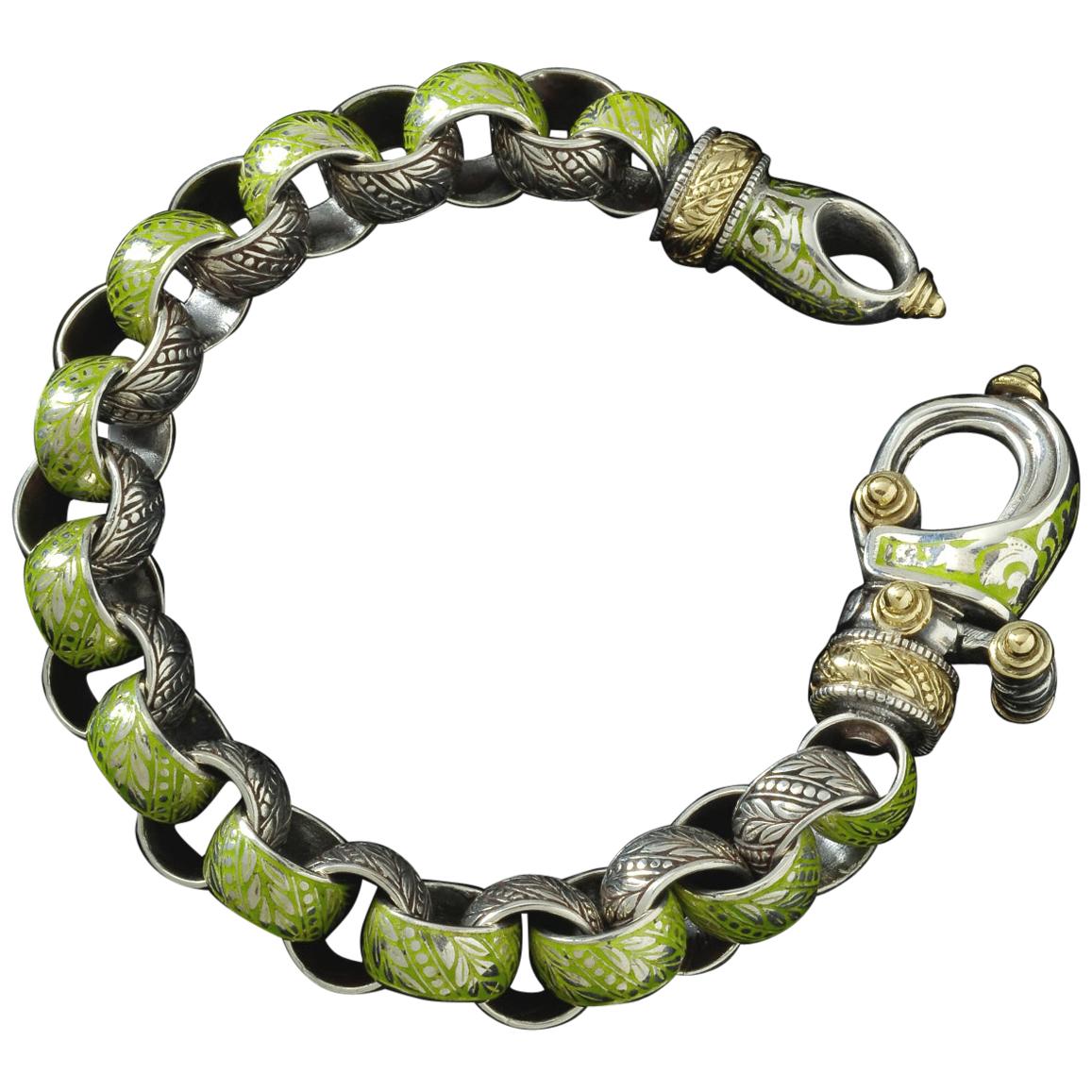 Handmade Laurel Leaf Hook Bracelet For Sale