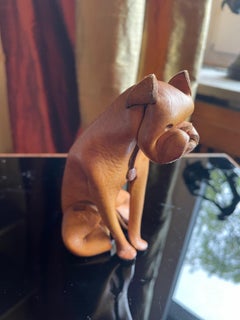 Handmade leather dog/Boxer by DERU, Germany 1960s.