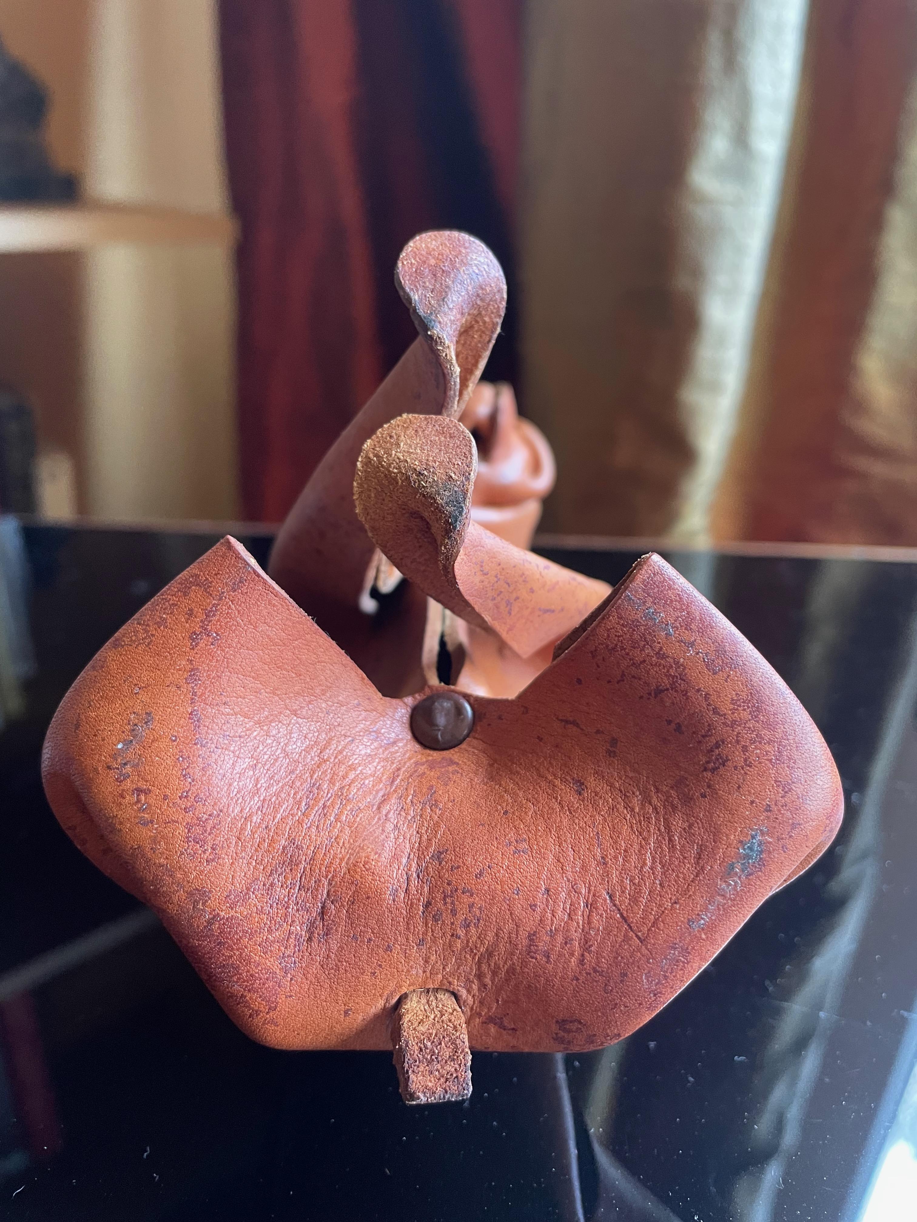 Mid-20th Century Handmade leather dog /Boxer by DERU, Germany 1960s. For Sale