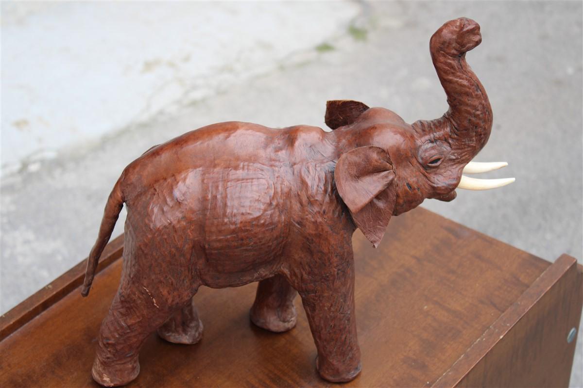 Italian Handmade leather elephant 1960s Brown  For Sale