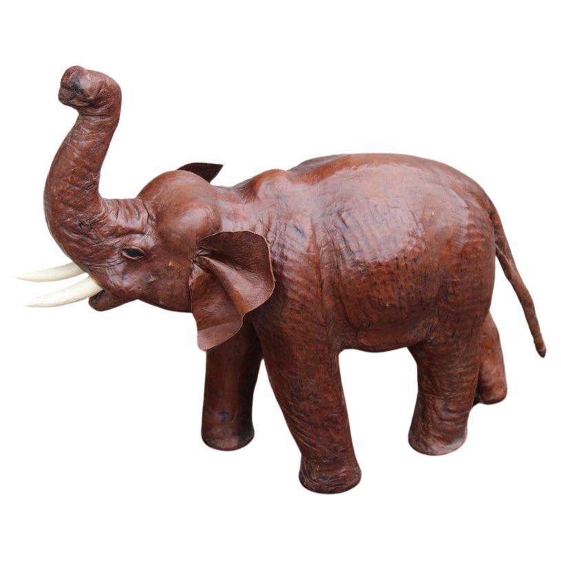 Handmade leather elephant 1960s Brown  For Sale