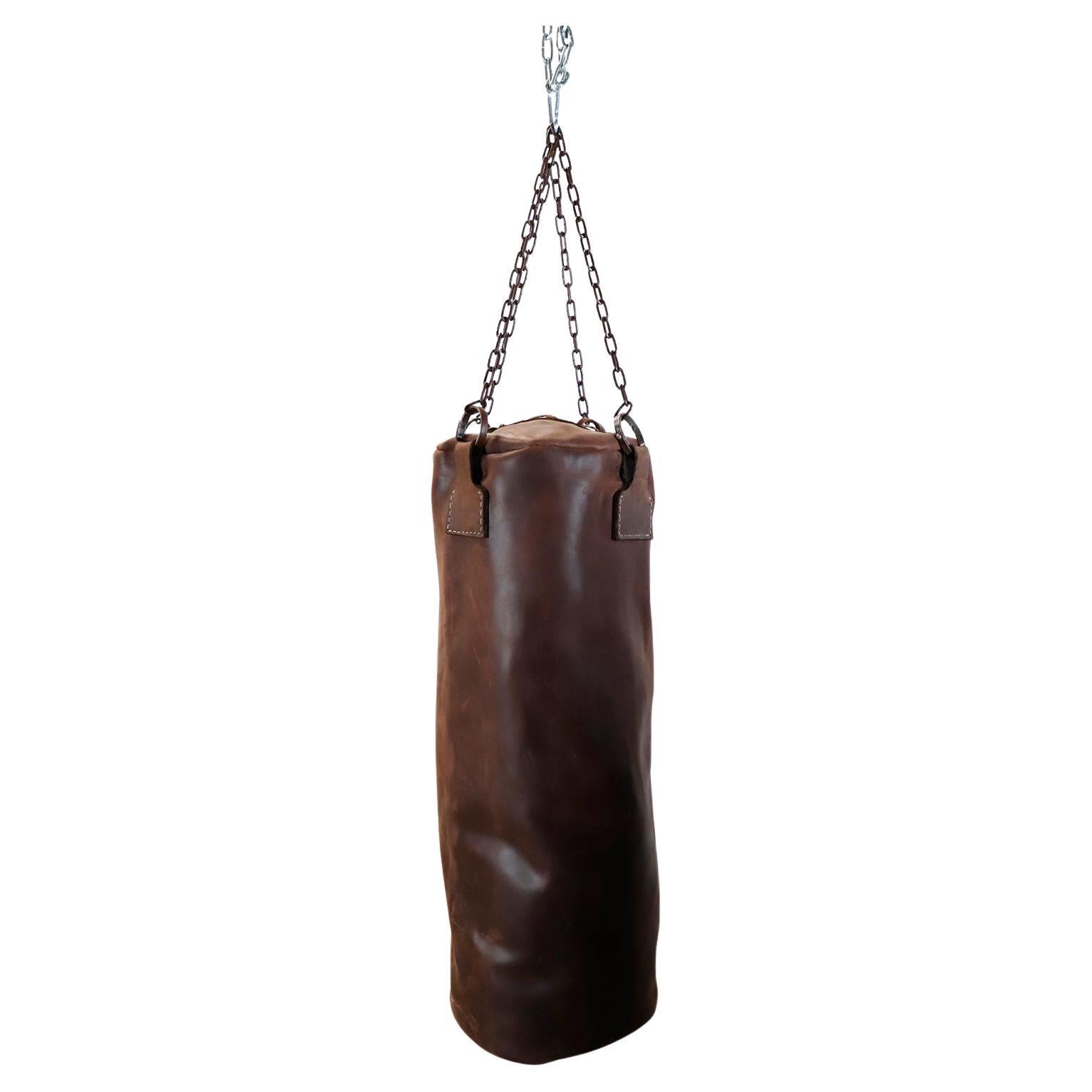 Sacco pesante da palestra per boxe in pelle fatto a mano
