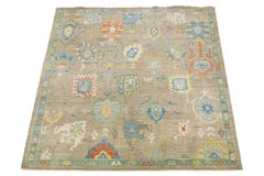 Handmade Light Brown Sultanabad Wool Rug With Floral Pattern