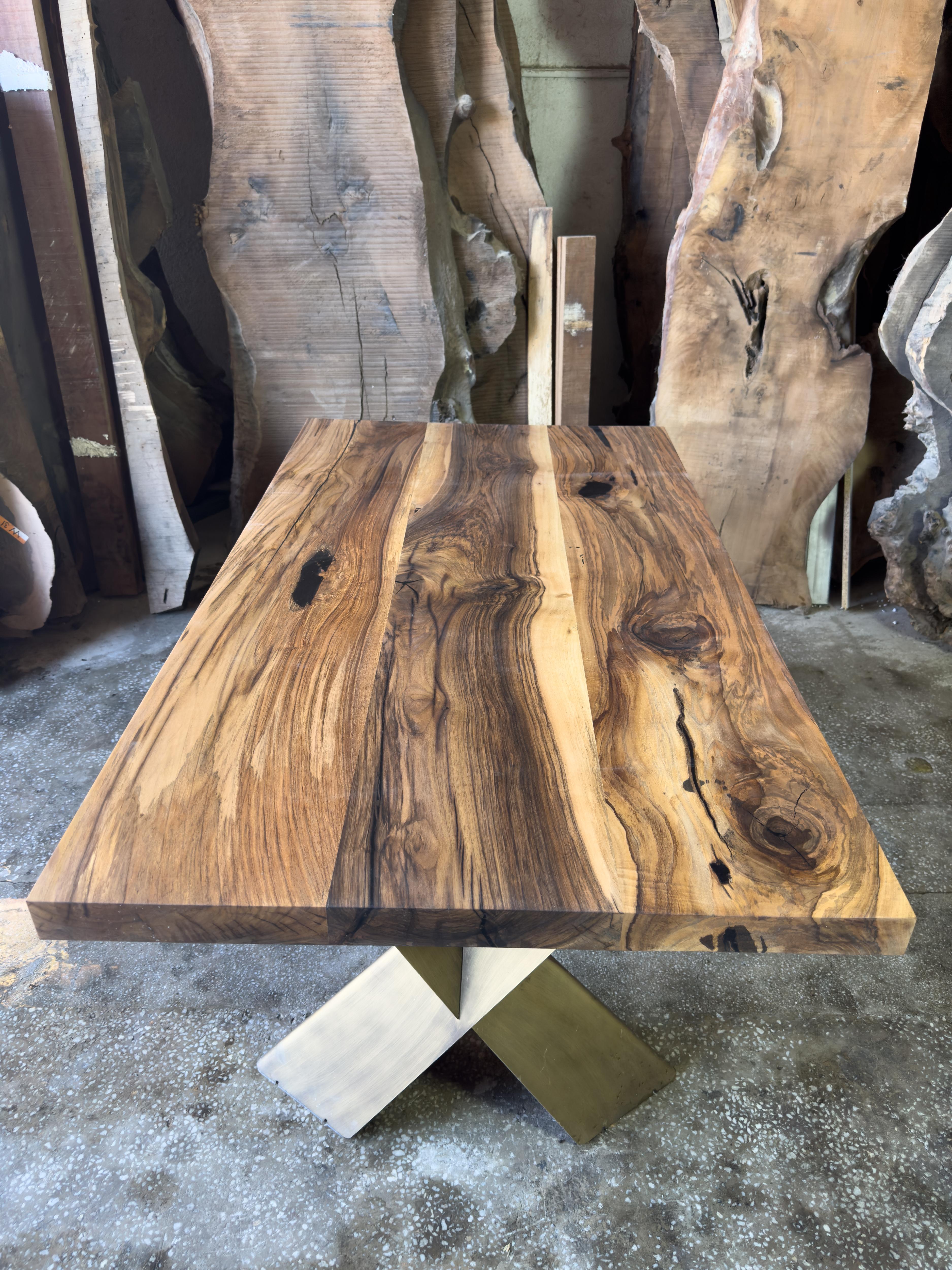 Turkish Handmade Live Edge Wooden Dining Table  For Sale