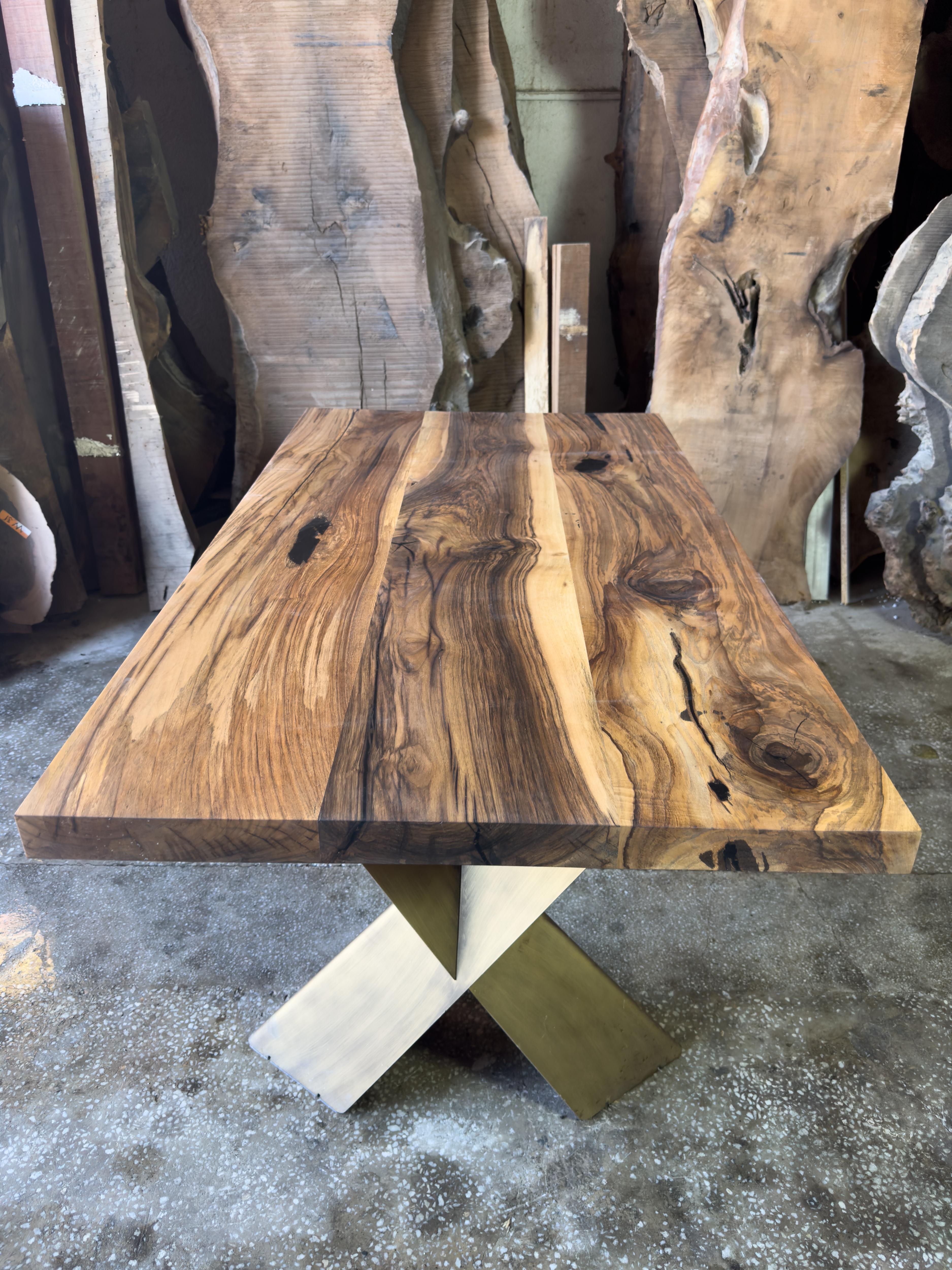 Woodwork Handmade Live Edge Wooden Dining Table  For Sale