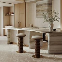 Handmade Lola Bar Chair in Sculptural Walnut & Brass Accents by Nolita Harbour