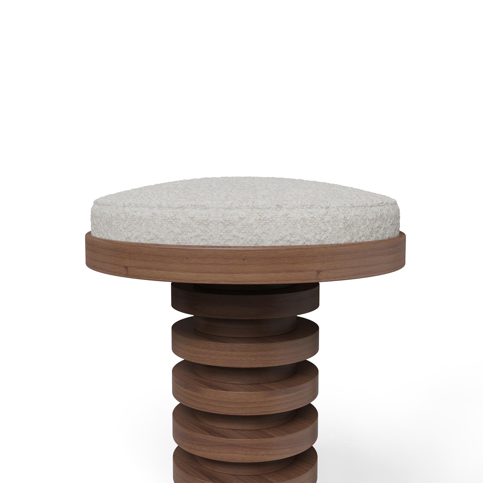 Organic Modern Handmade Lola Bar Chair in Sculptural Walnut & Brass Accents by Nolita Harbour For Sale