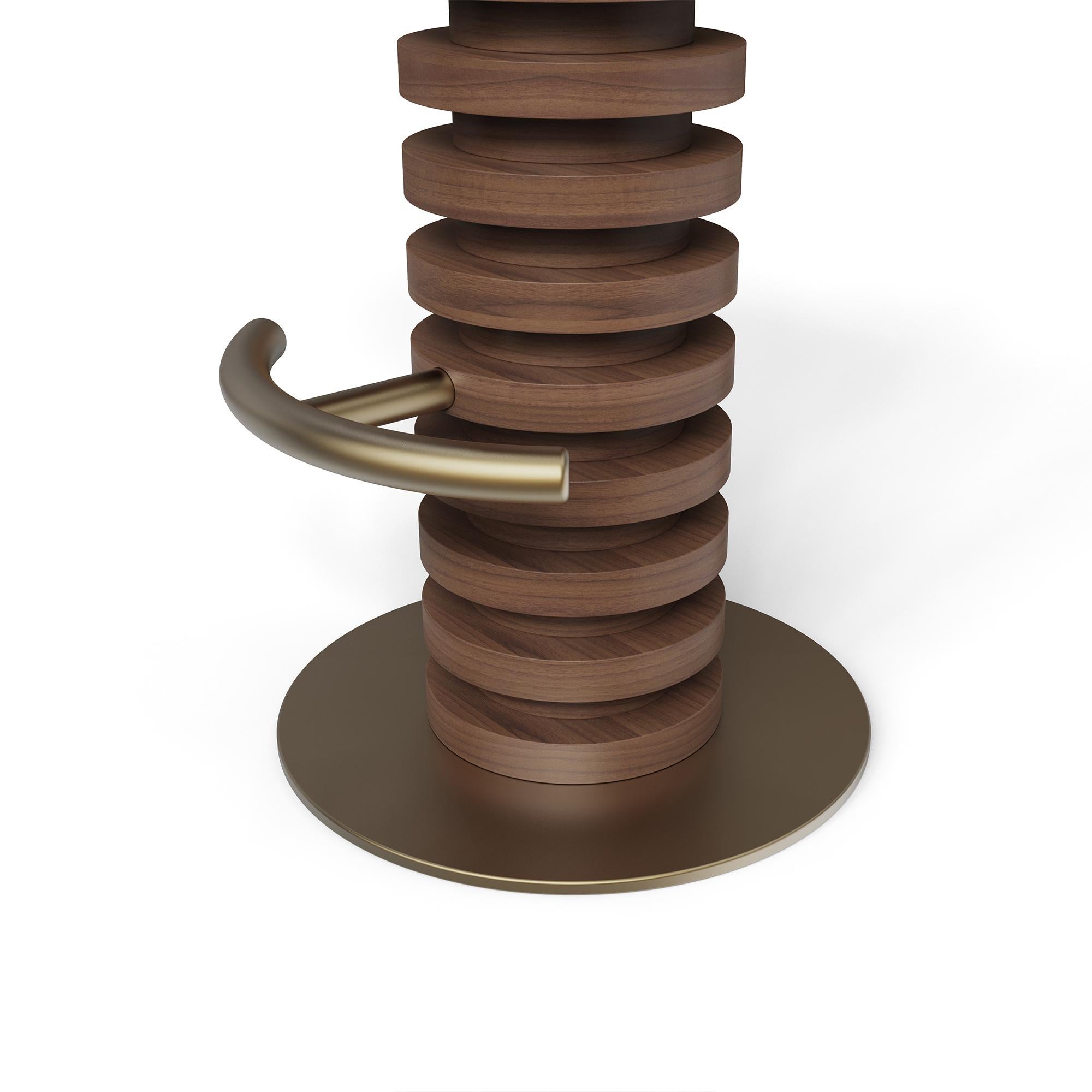Hand-Crafted Handmade Lola Bar Chair in Sculptural Walnut & Brass Accents by Nolita Harbour For Sale