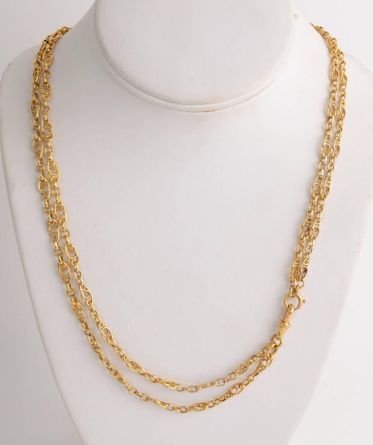Handmade Long Gold Chain Necklace at 1stdibs