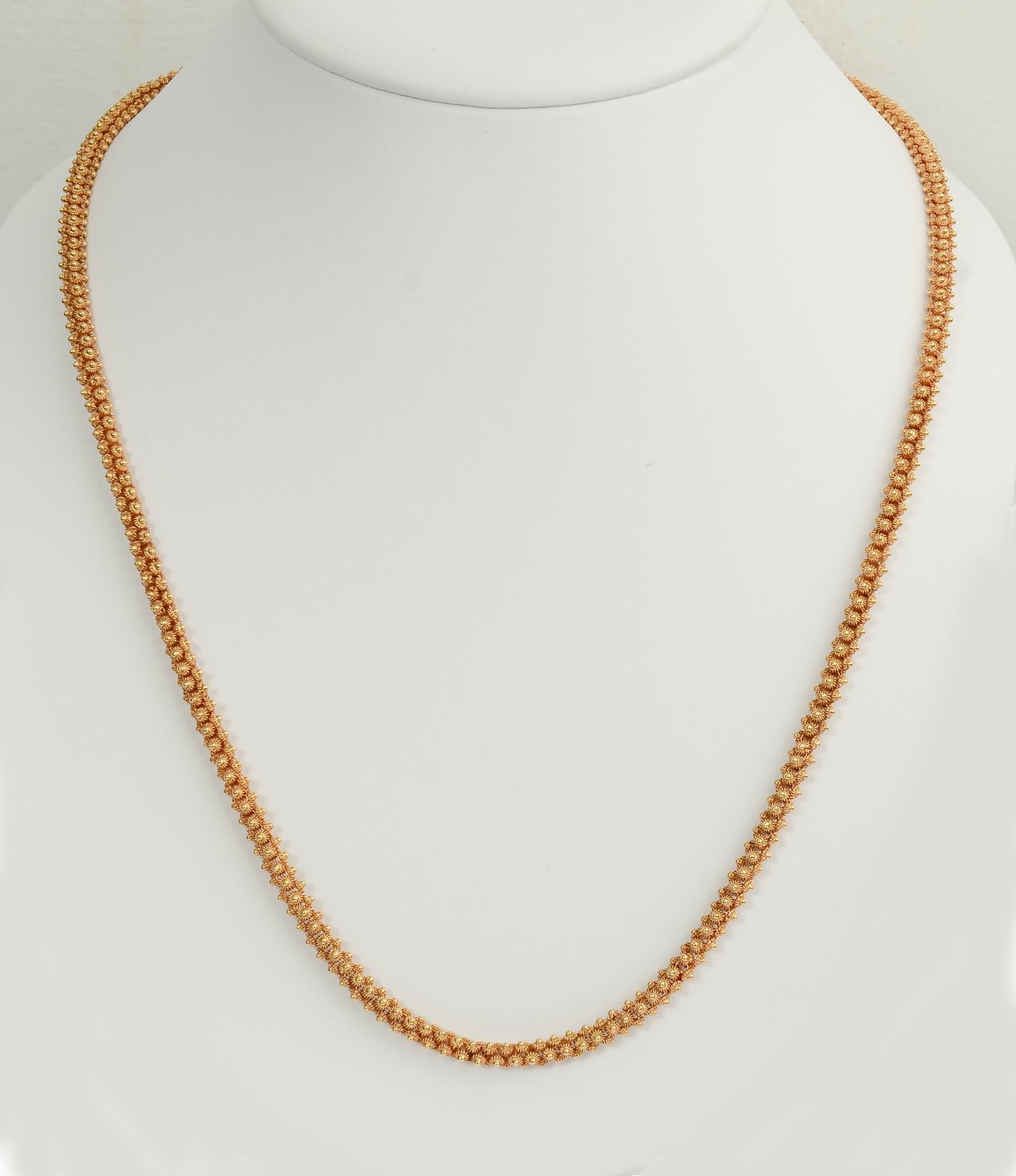 Handmade Long Gold Chain Necklace In Excellent Condition In Darnestown, MD
