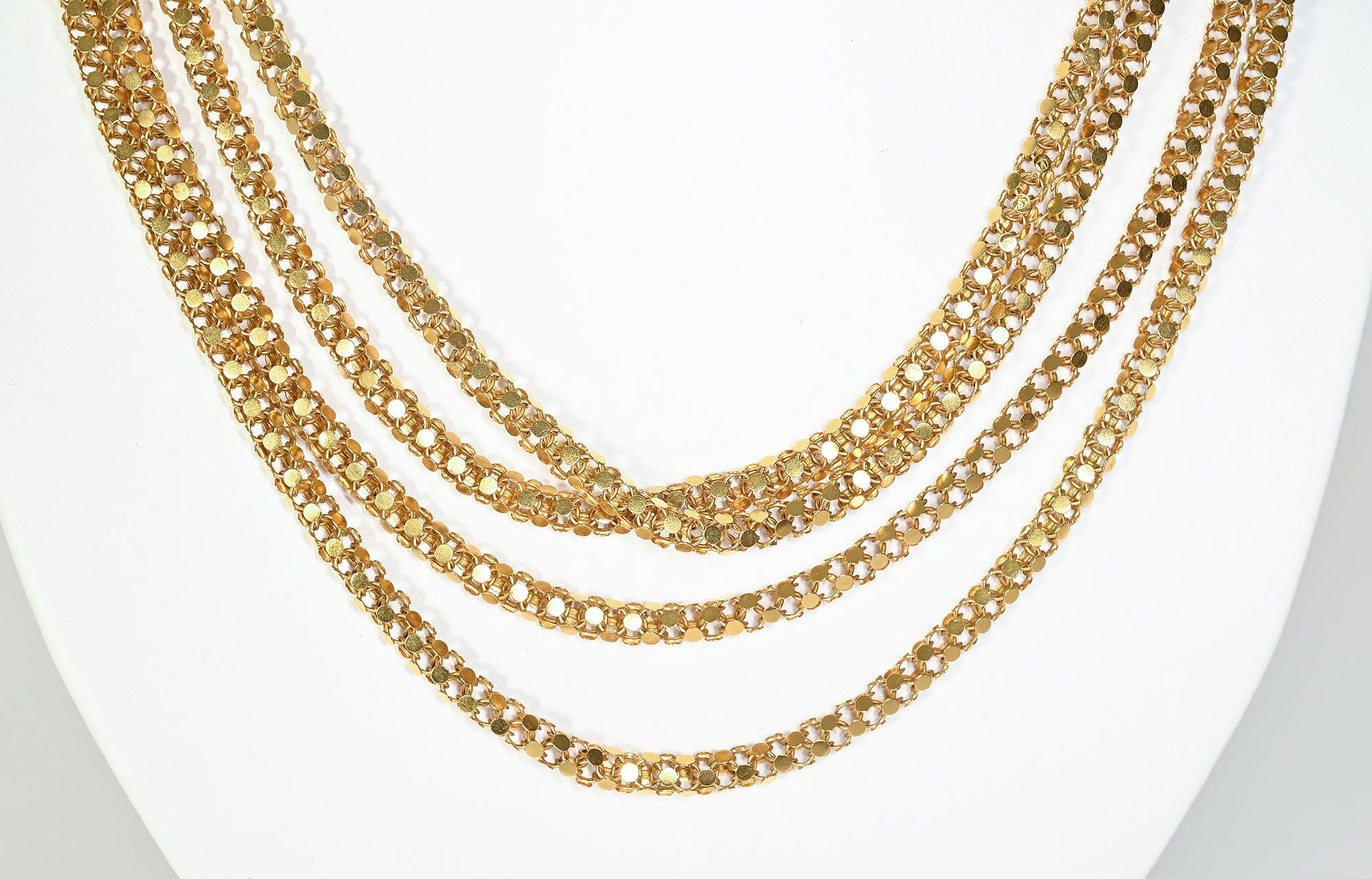 Women's or Men's Handmade Long Gold Chain Necklace For Sale