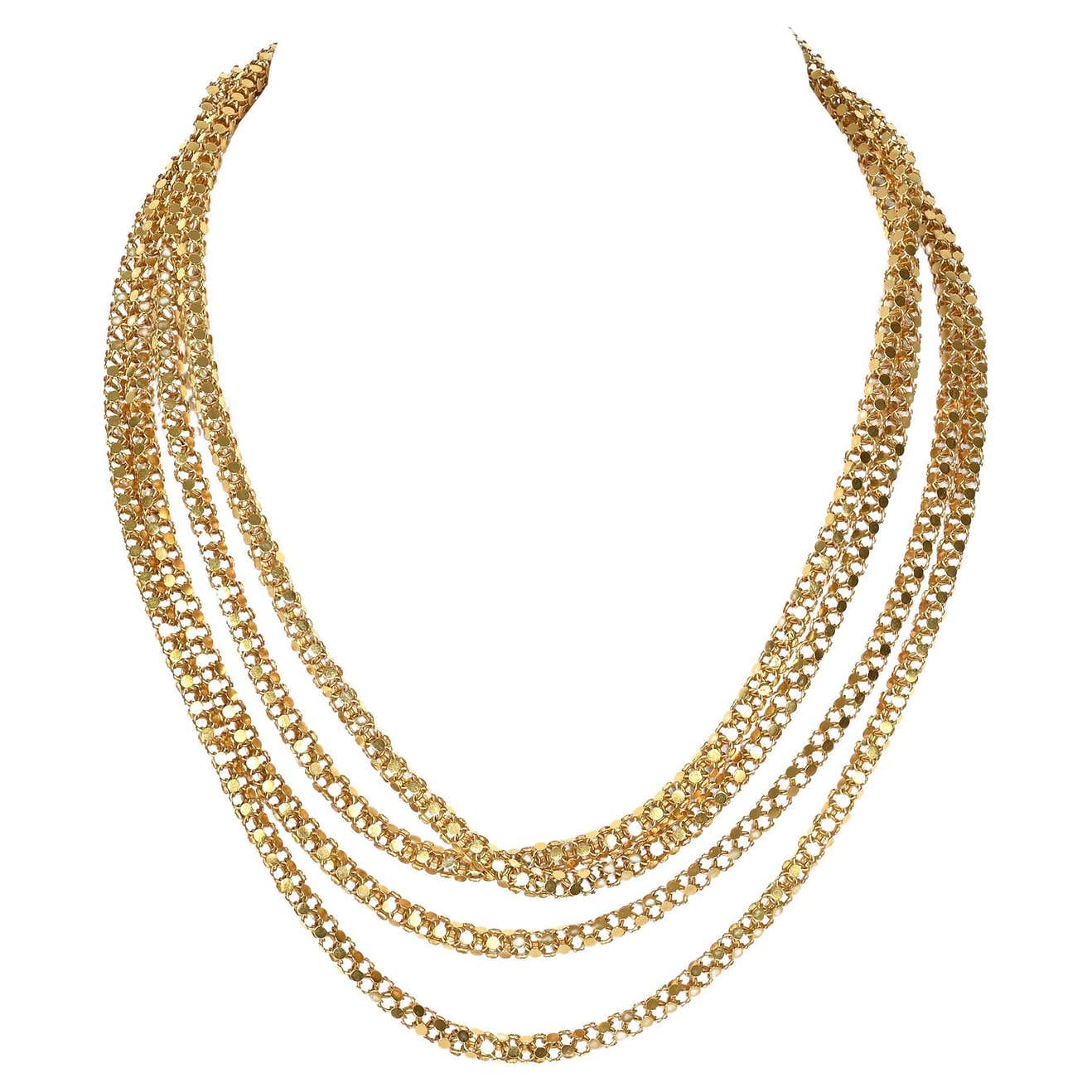 Handmade Long Gold Chain Necklace For Sale at 1stDibs