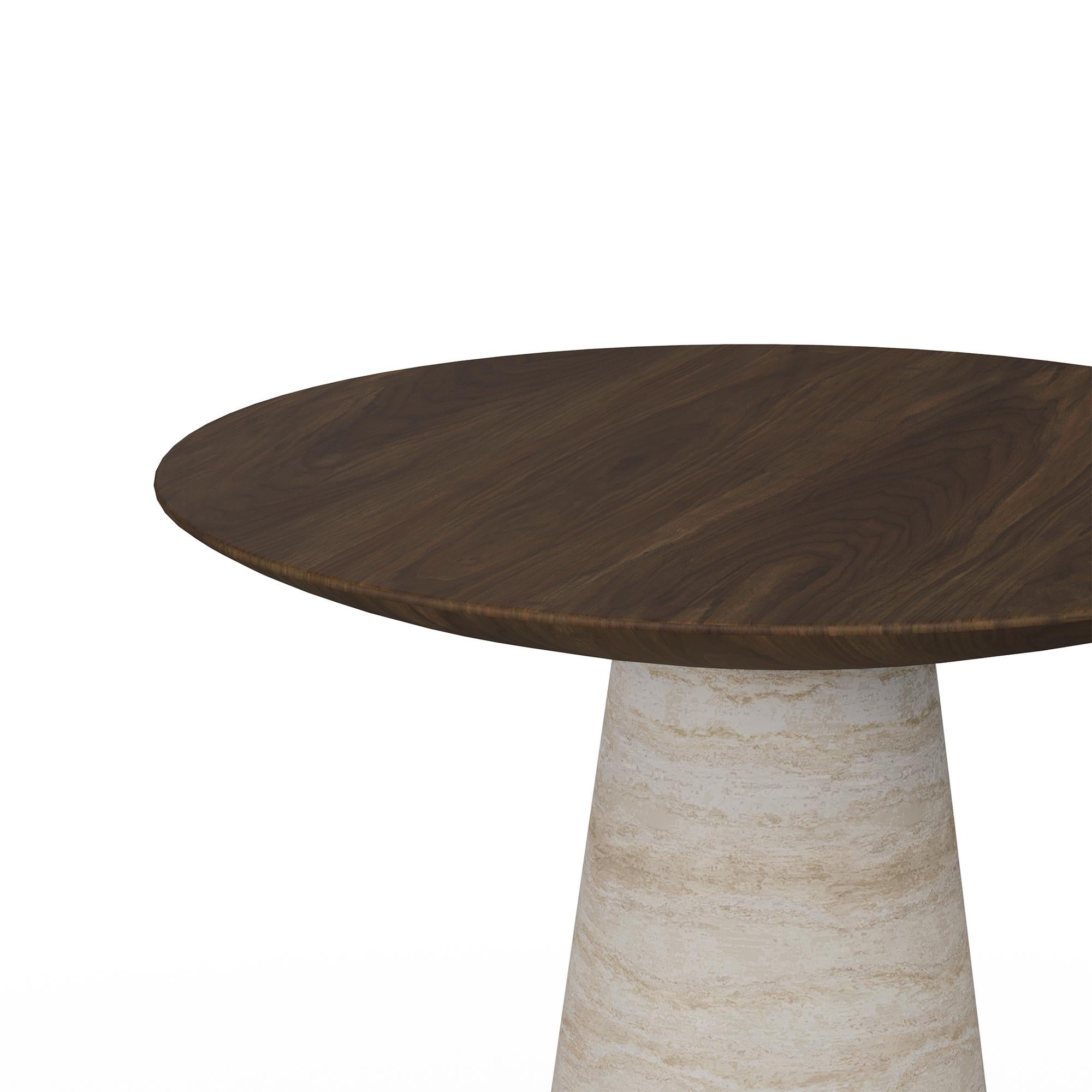 Nolita Harbour Lotte Beistelltisch, ein raffiniertes Stück, das natürliche MATERIALIEN und zeitgenössisches Design perfekt in Einklang bringt. Dieser elegant gefertigte Tisch hat eine Platte aus reichem Walnussholz, die die natürliche Maserung des