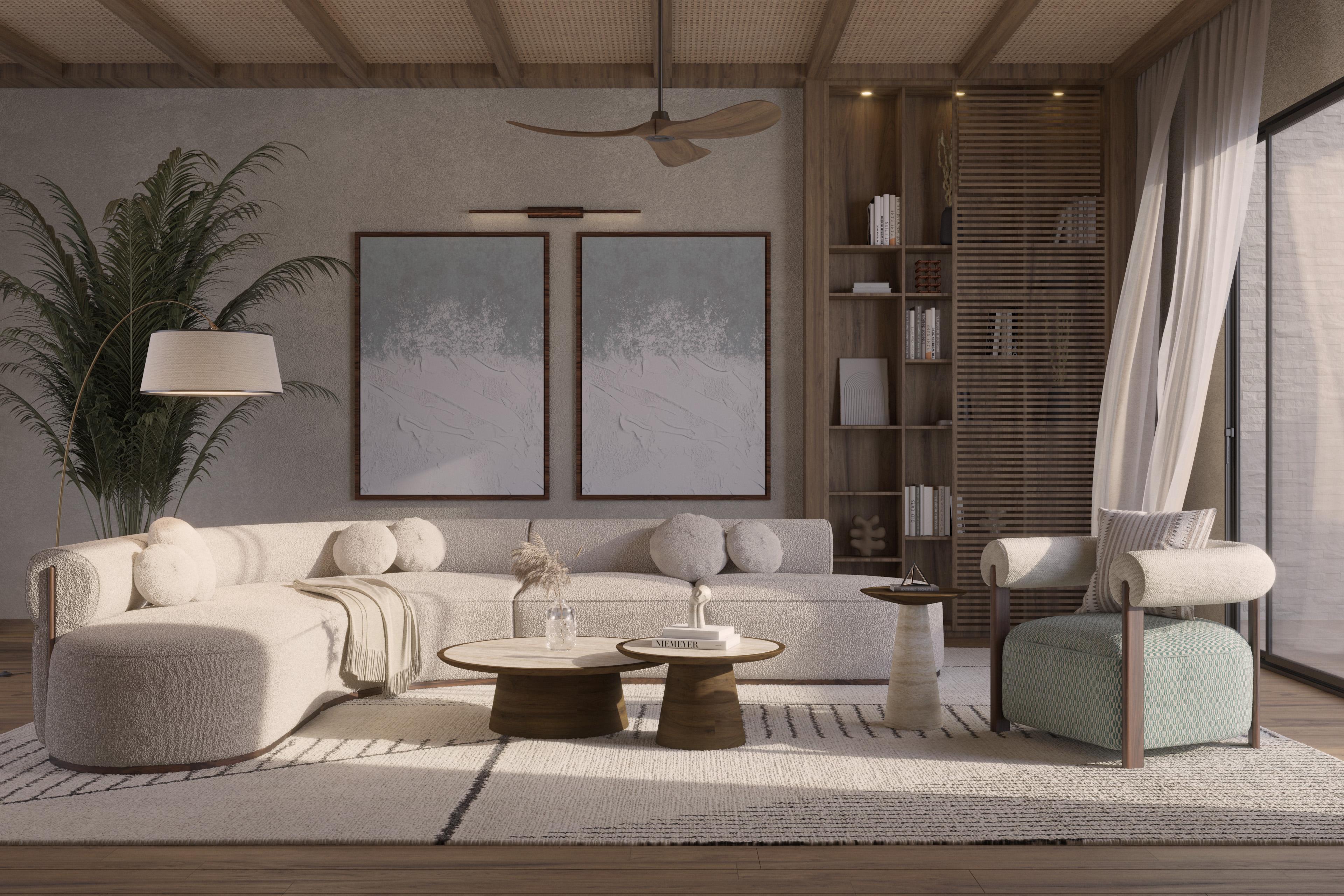 Portuguese Handmade Lotte Side Table in Sculpted Wood with Travertine Top by Nolita Harbour For Sale