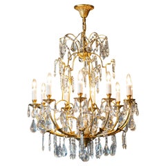 Handmade Louis Seize Brass Crystal Chandelier Rare French Style Ceiling Lamp