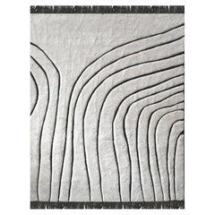 Alfombra de diseño artístico Luruxy hecha a mano, 2 x 3 m, color blanco y negro