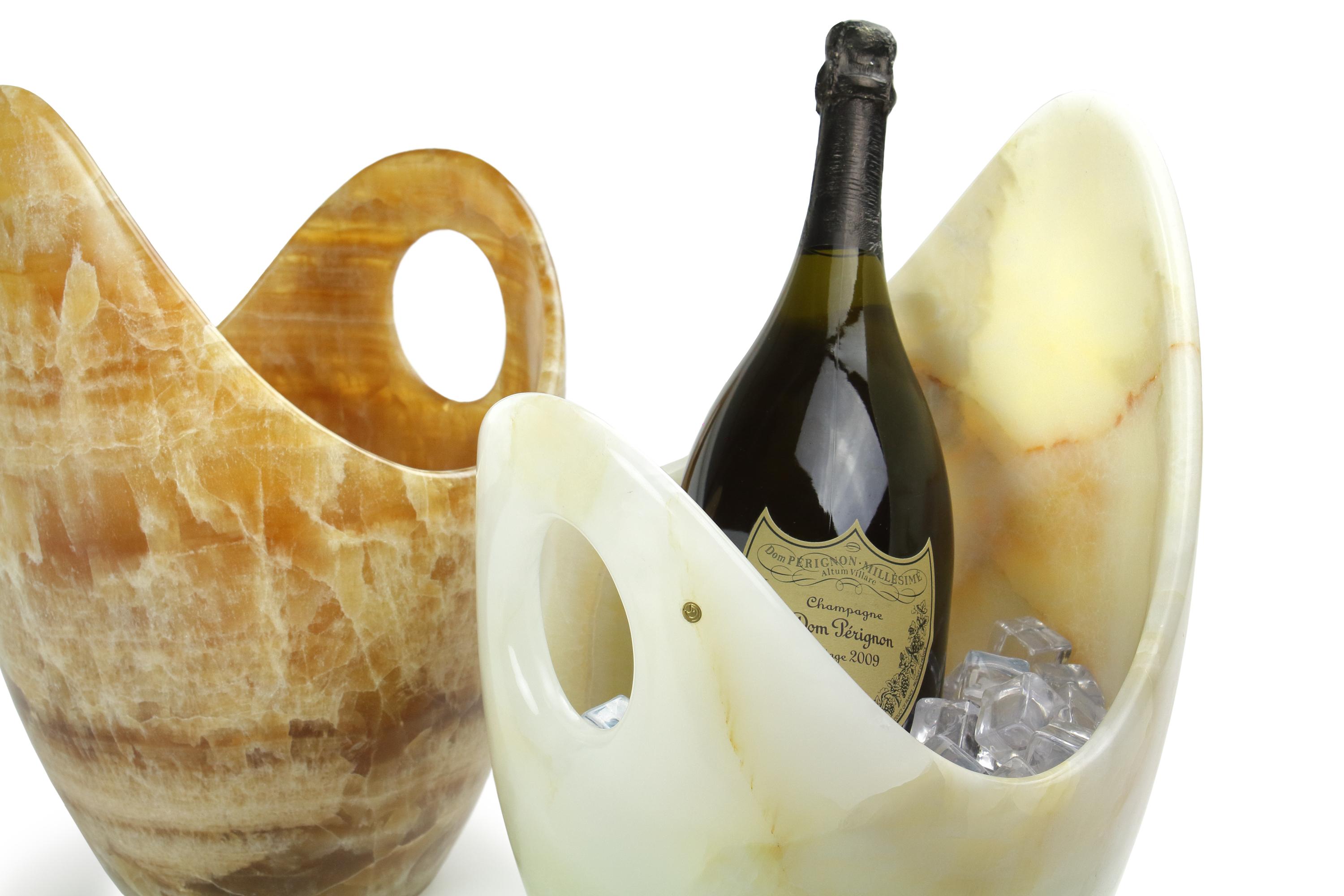 Secchiello da champagne Vaso refrigerante Vess Solido Ambra Onice Design da collezione Italia In condizioni Nuovo in vendita a Ancona, Marche