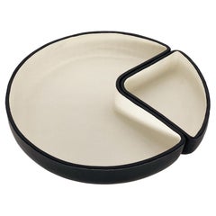 Ensemble de bols en cuir de luxe faits à la main en blanc et noir
