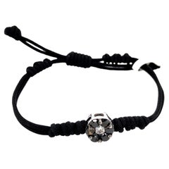 Pulsera ajustable de macramé hecha a mano con colgante de diamantes negros talla rosa