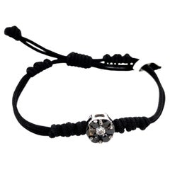 Handgefertigtes Makramee verstellbares Armband mit schwarzen Diamanten im Rosenschliff Charme