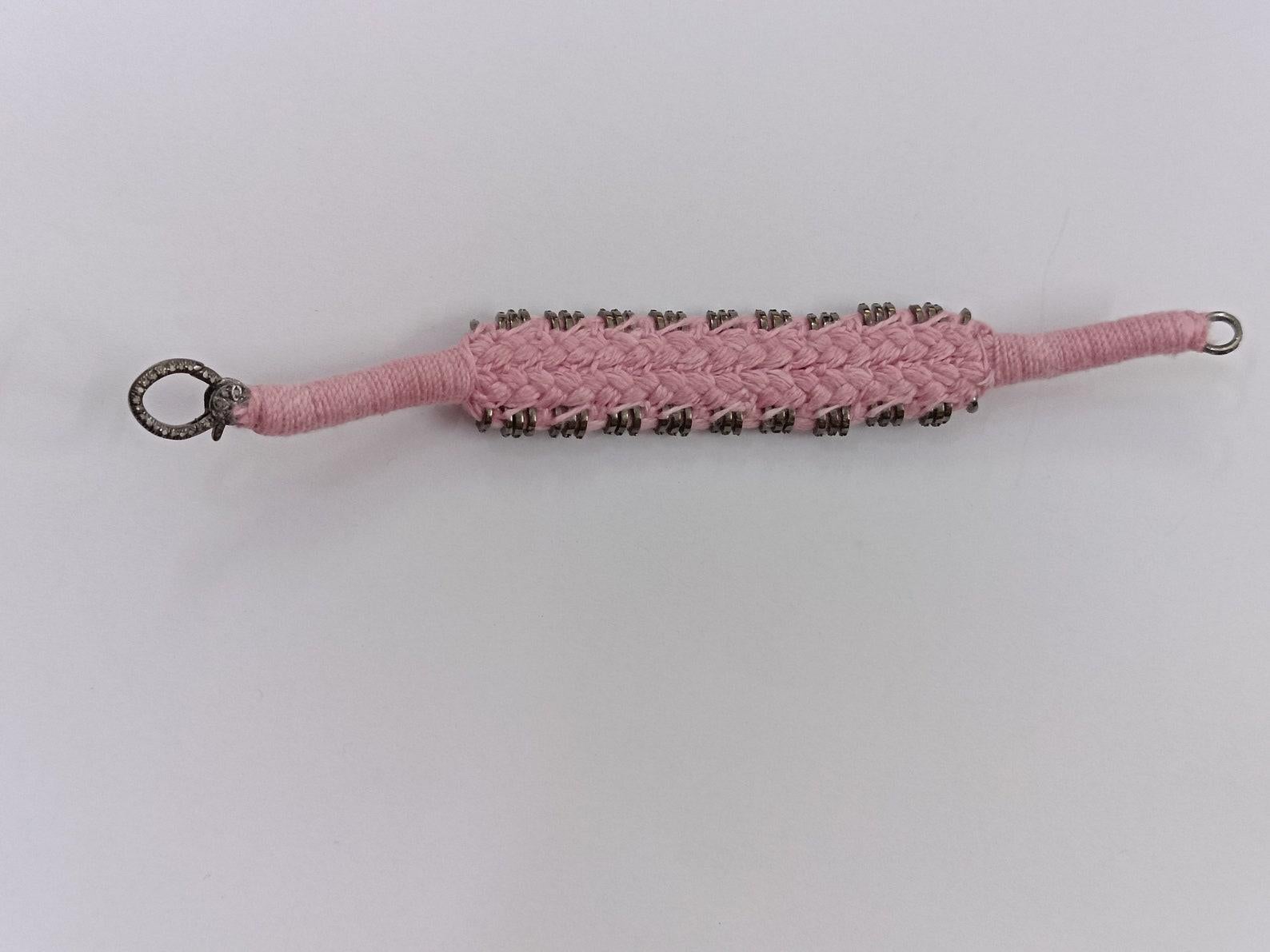 Handmade Macrame Bracelet Pave Diamond Bracelet 925 Sterling Silver Jewelry Gift For Sale 4
