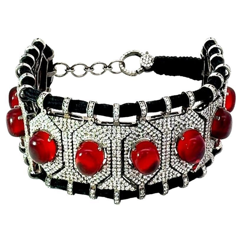 Handgefertigtes Macrame Thread-Armband mit Strass und Strass aus Sterlingsilber