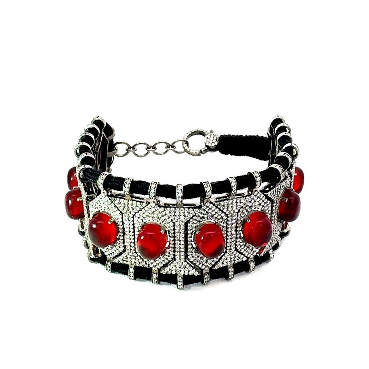 Bracciale in filo di Macrame fatto a mano Bracciale con strass in argento sterling in vendita 3